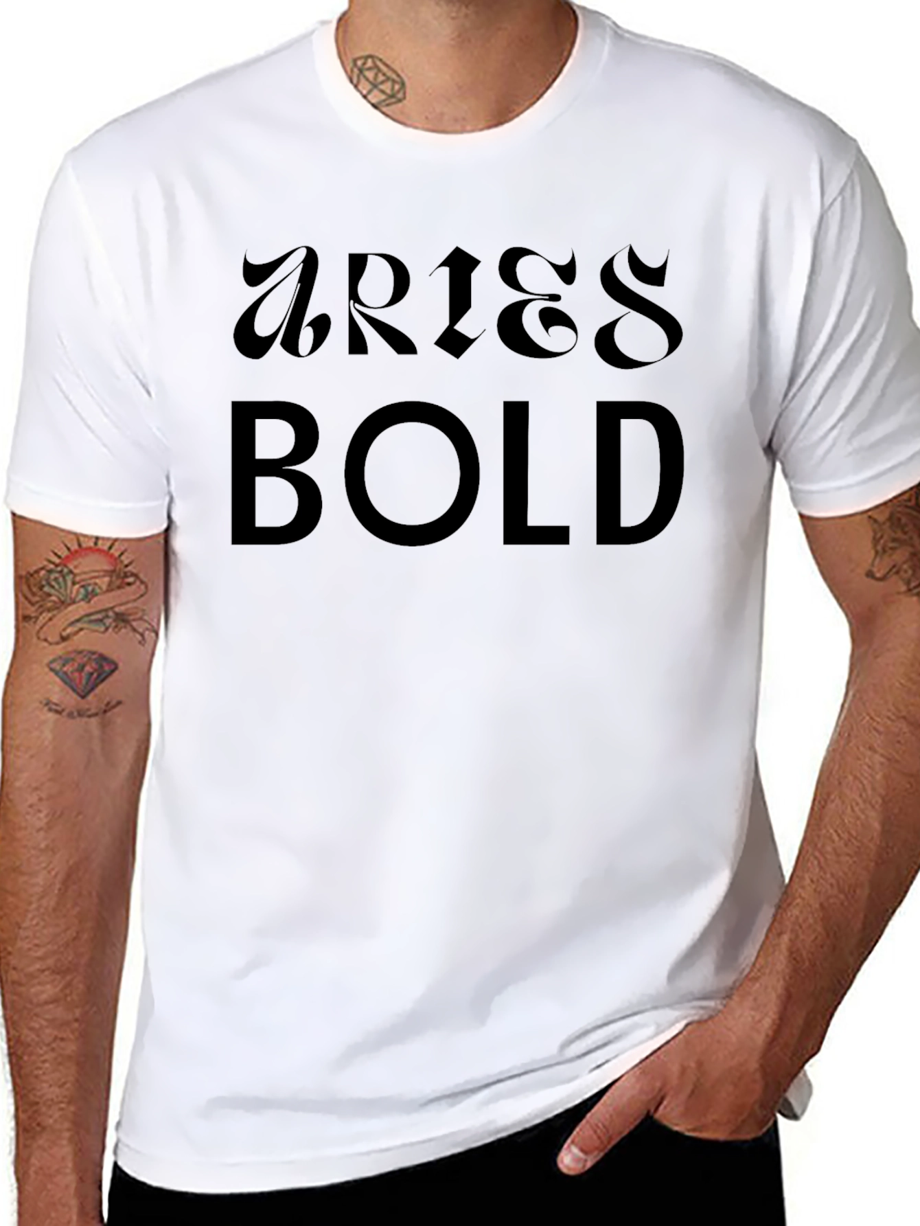 Black Aries Bold Black T-Shirt view 8