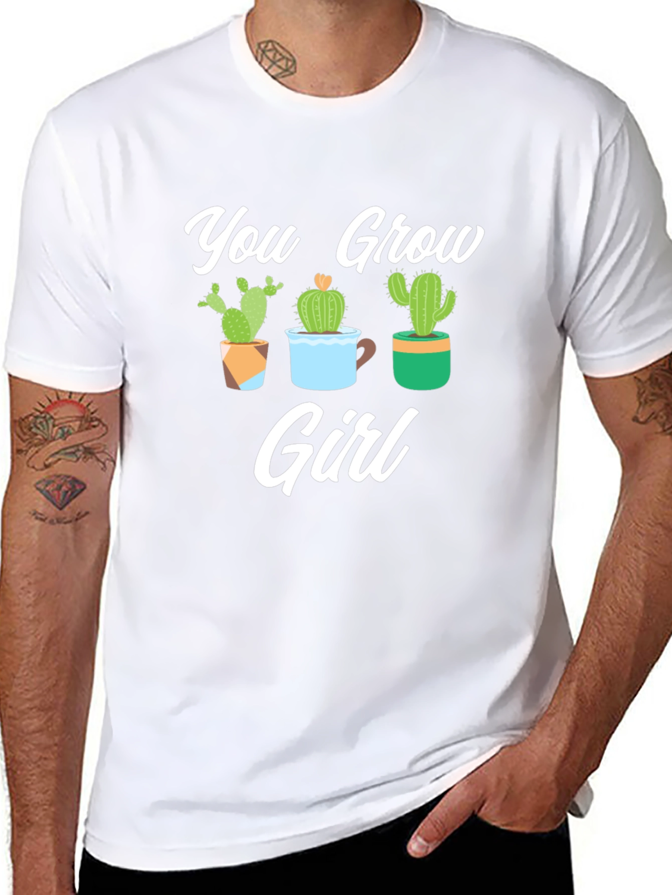Black You Grow Girl Cactus Graphic Tee Shirt view 8