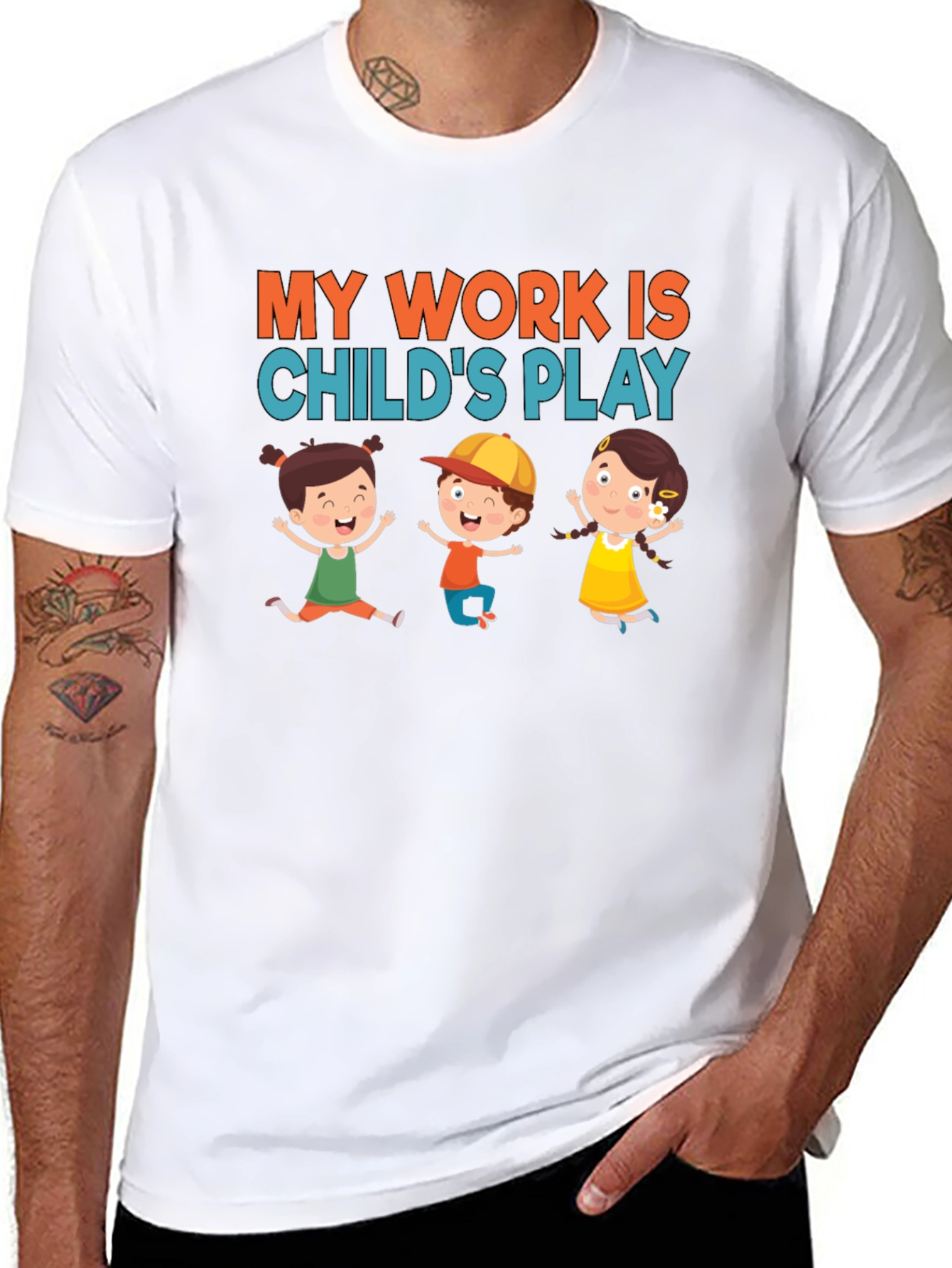 Black My Work is Child's Play T-Shirt view 8