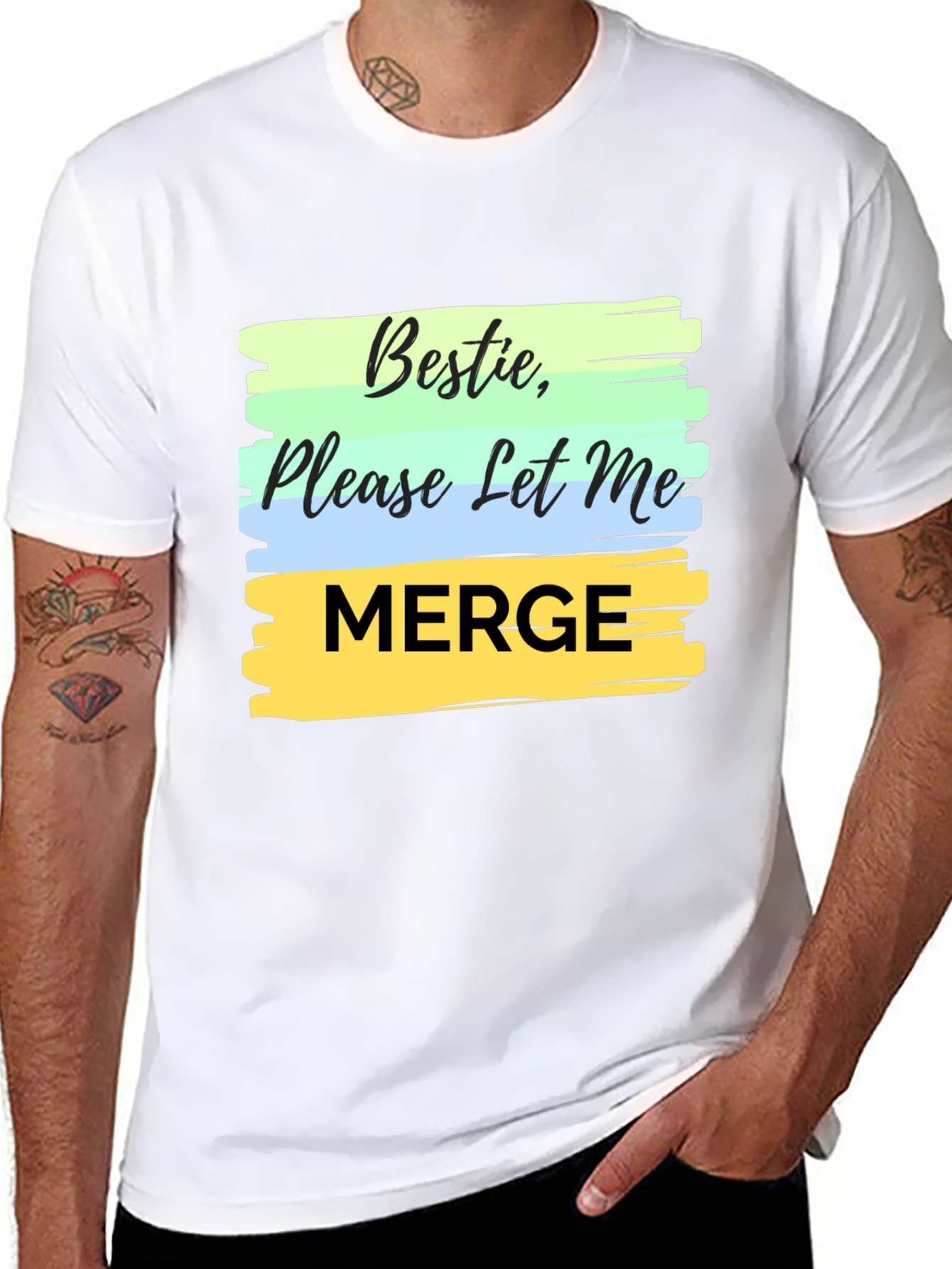 Black Bestie Please Let Me Merge Black T-Shirt view 8