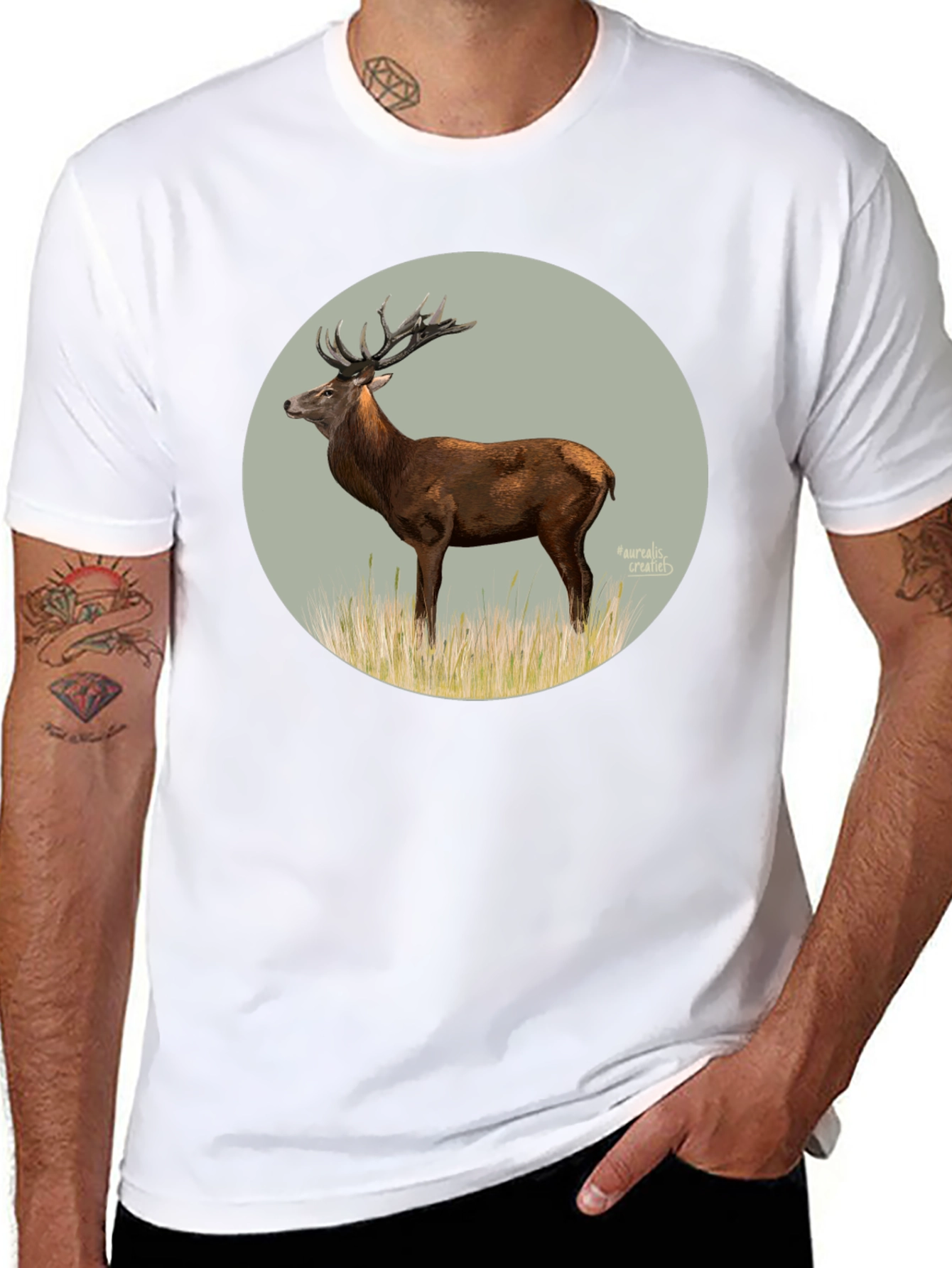 Black Deer Graphic Tee - Black Cotton T-Shirt view 8