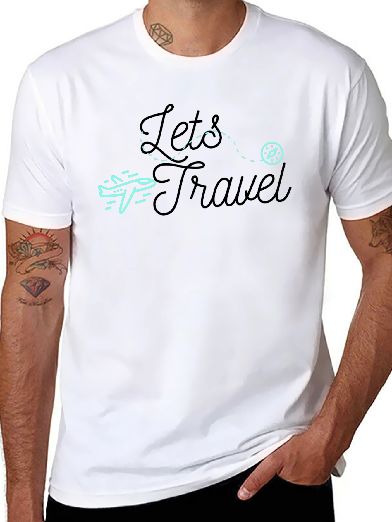 Black Let's Travel Graphic Tee - Black view 8