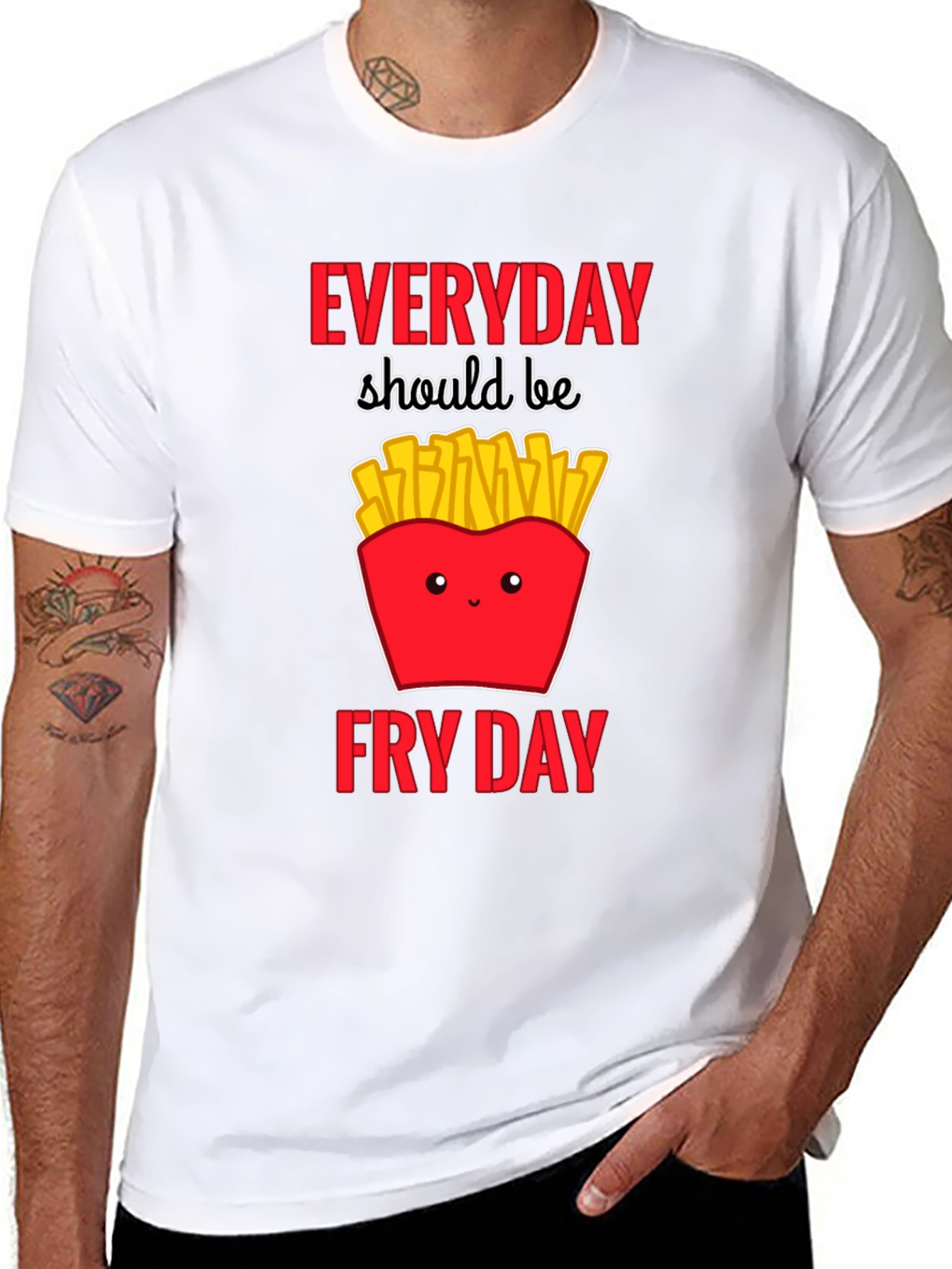 Black Everyday Fry Day T-Shirt - Cute Fast Food Tee view 8