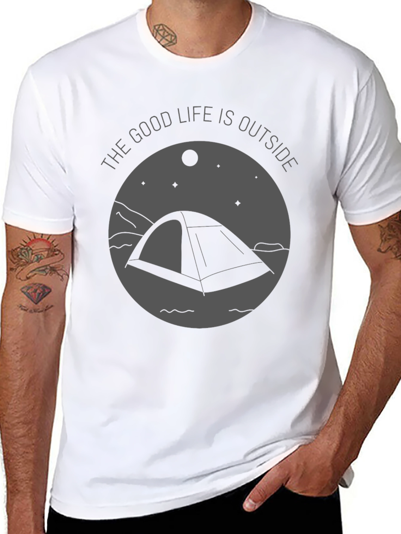 Black The Good Life is Outside Camping T-Shirt view 8
