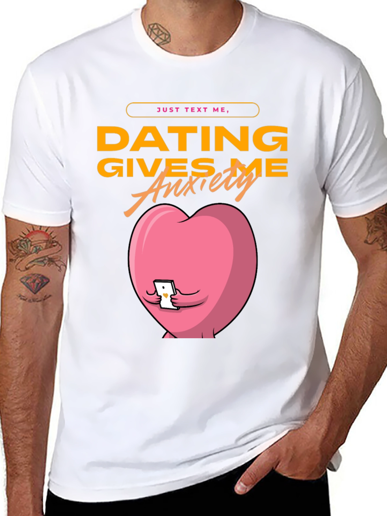 Black Dating Gives Me Anxiety T-Shirt - Funny Graphic Tee view 8