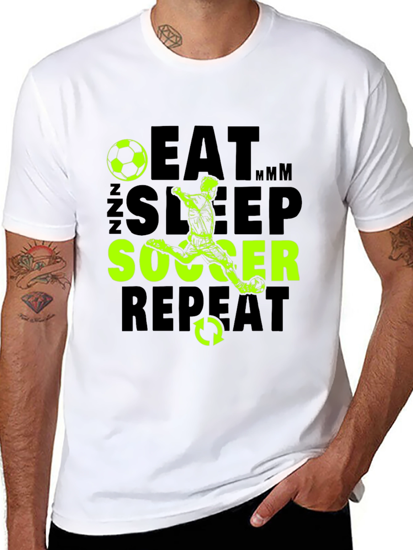 Black Eat Sleep Soccer Repeat Graphic T-Shirt view 8