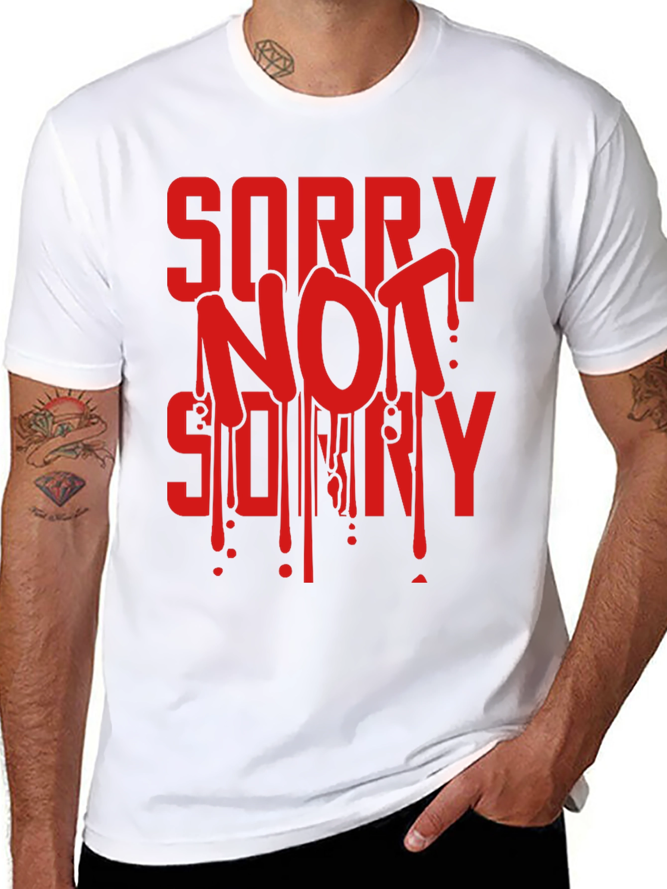 Black Sorry Not Sorry Graphic Tee - Men's Black T-Shirt view 8