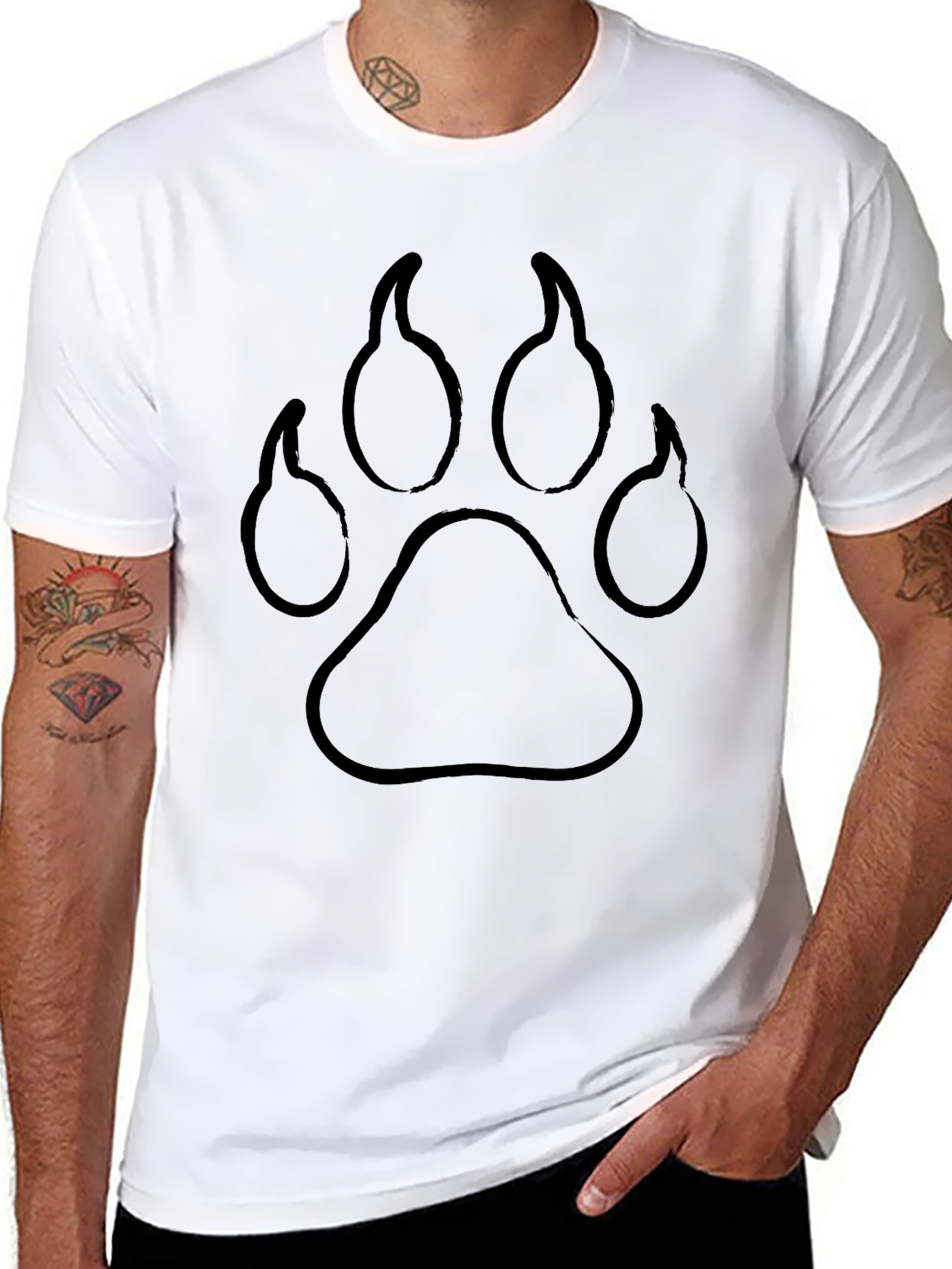 Black Black Paw Print Graphic Tee - Casual Style view 8