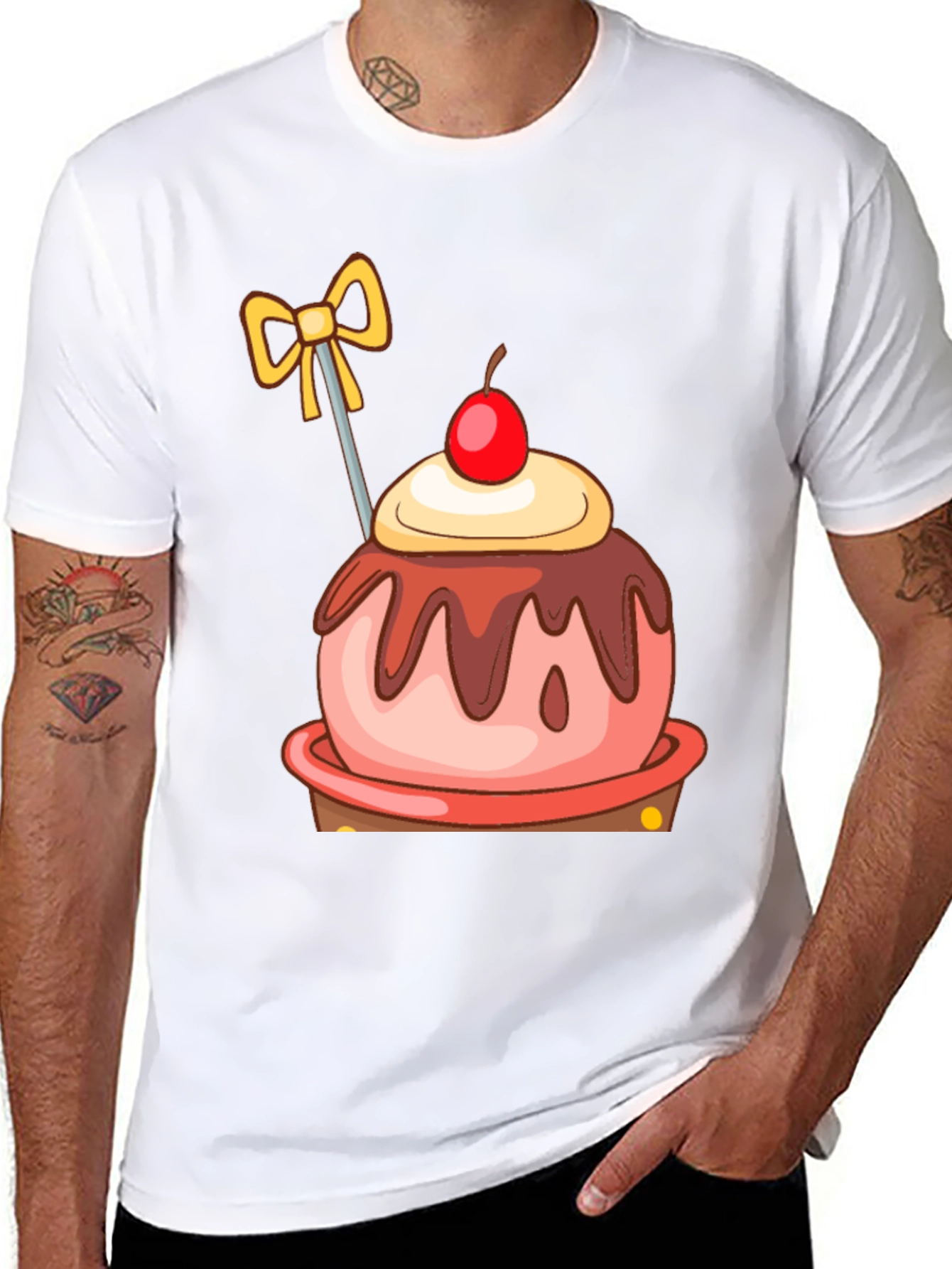 Black Cartoon Cupcake T-Shirt view 8