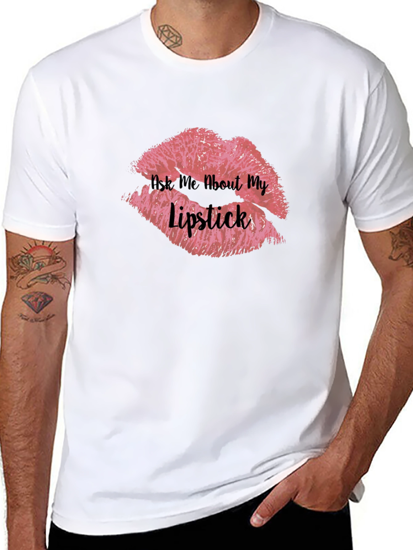 Black Ask Me About My Lipstick T-Shirt view 8