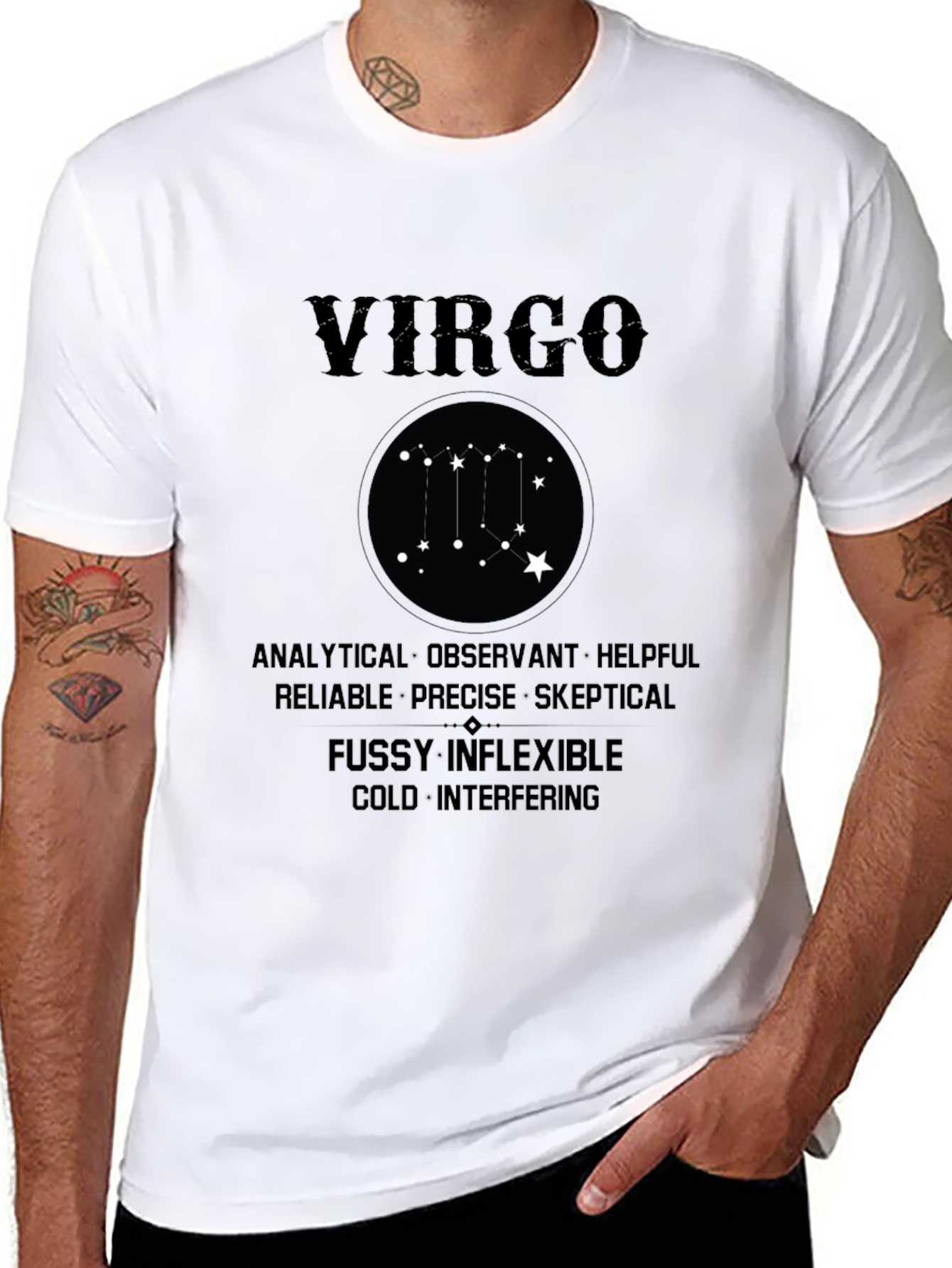 Black Virgo Zodiac Sign T-Shirt view 8