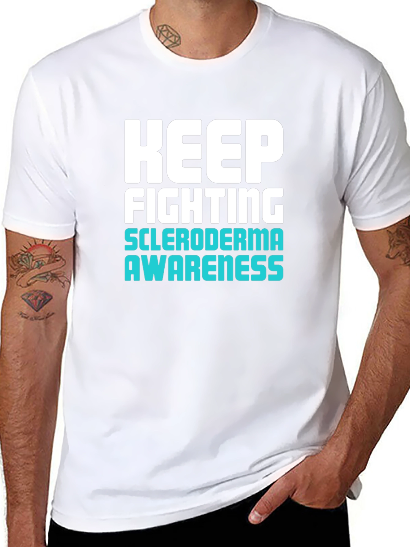 Keep Fighting Scleroderma Awareness Black T-Shirt - 8