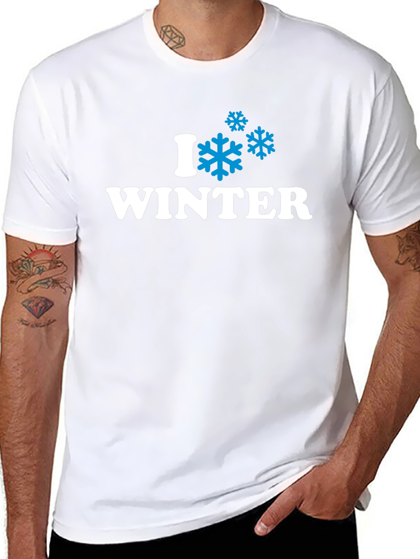 Black I Love Winter Snowflake T-Shirt - Black Cotton Blend view 8