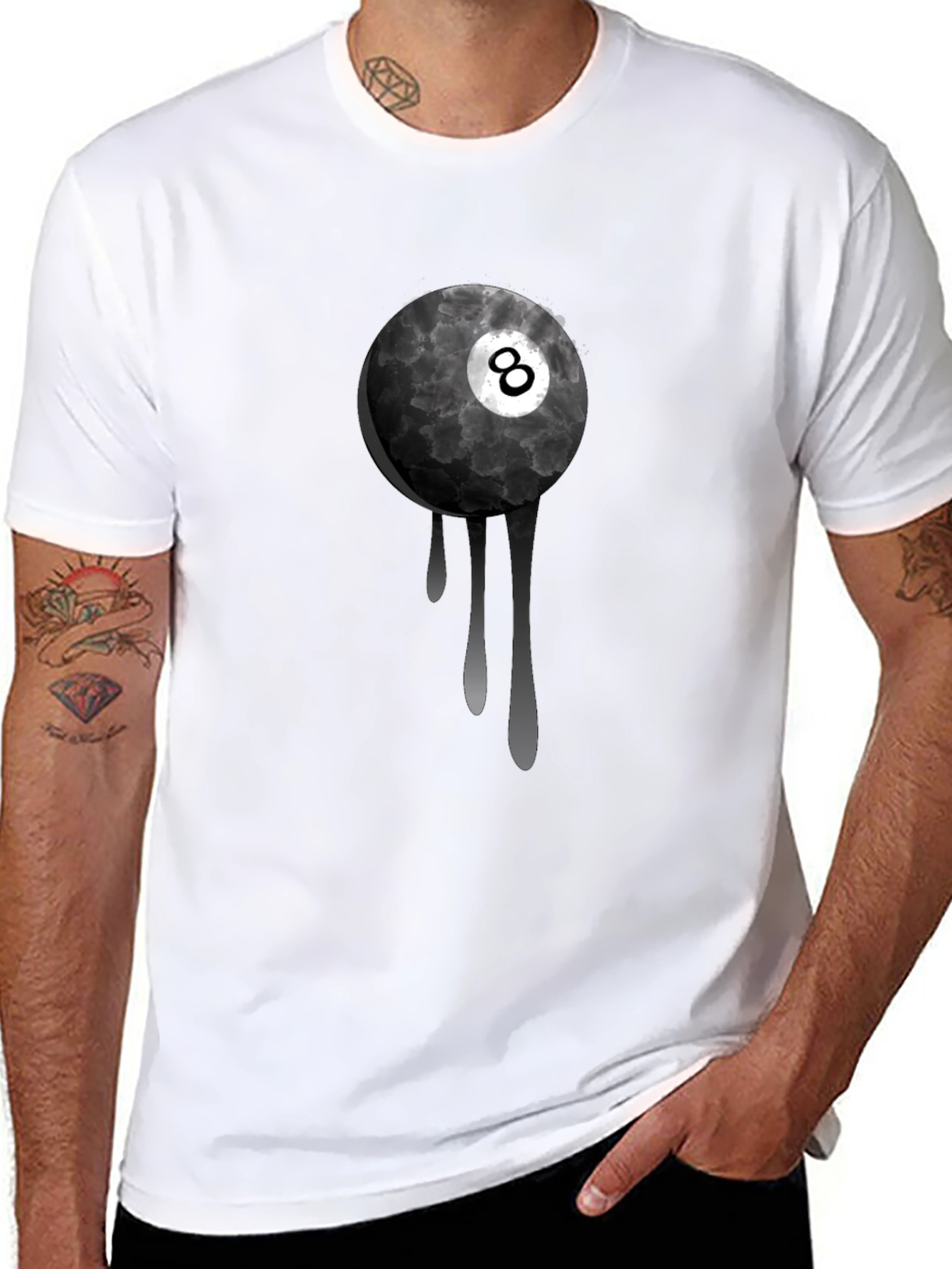 Black 8 Ball Drip Graphic Tee - Stylish Men's T-Shirt view 8