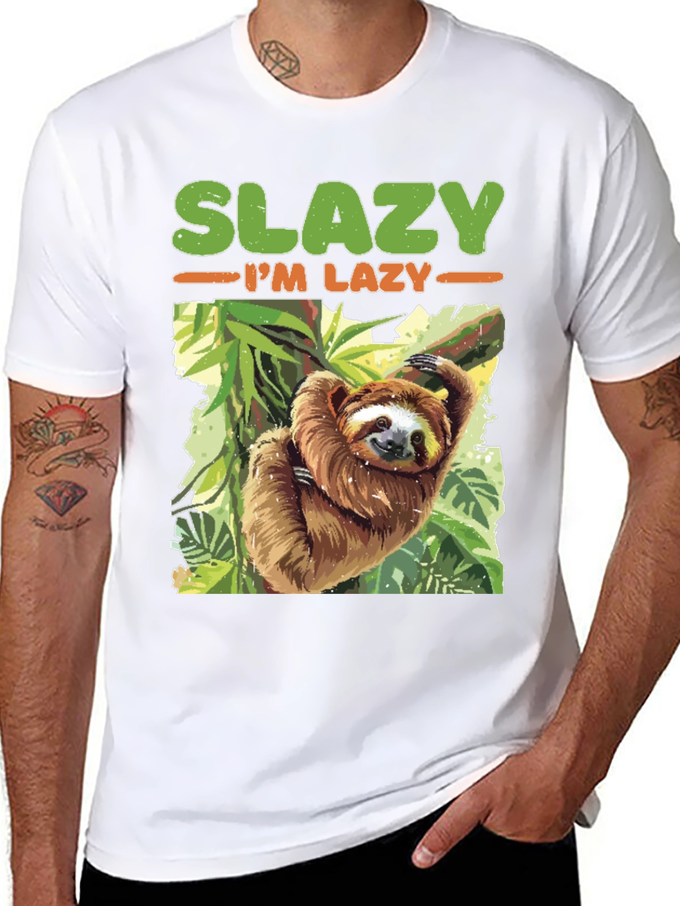 Black Slazy I'm Lazy Sloth T-Shirt view 8