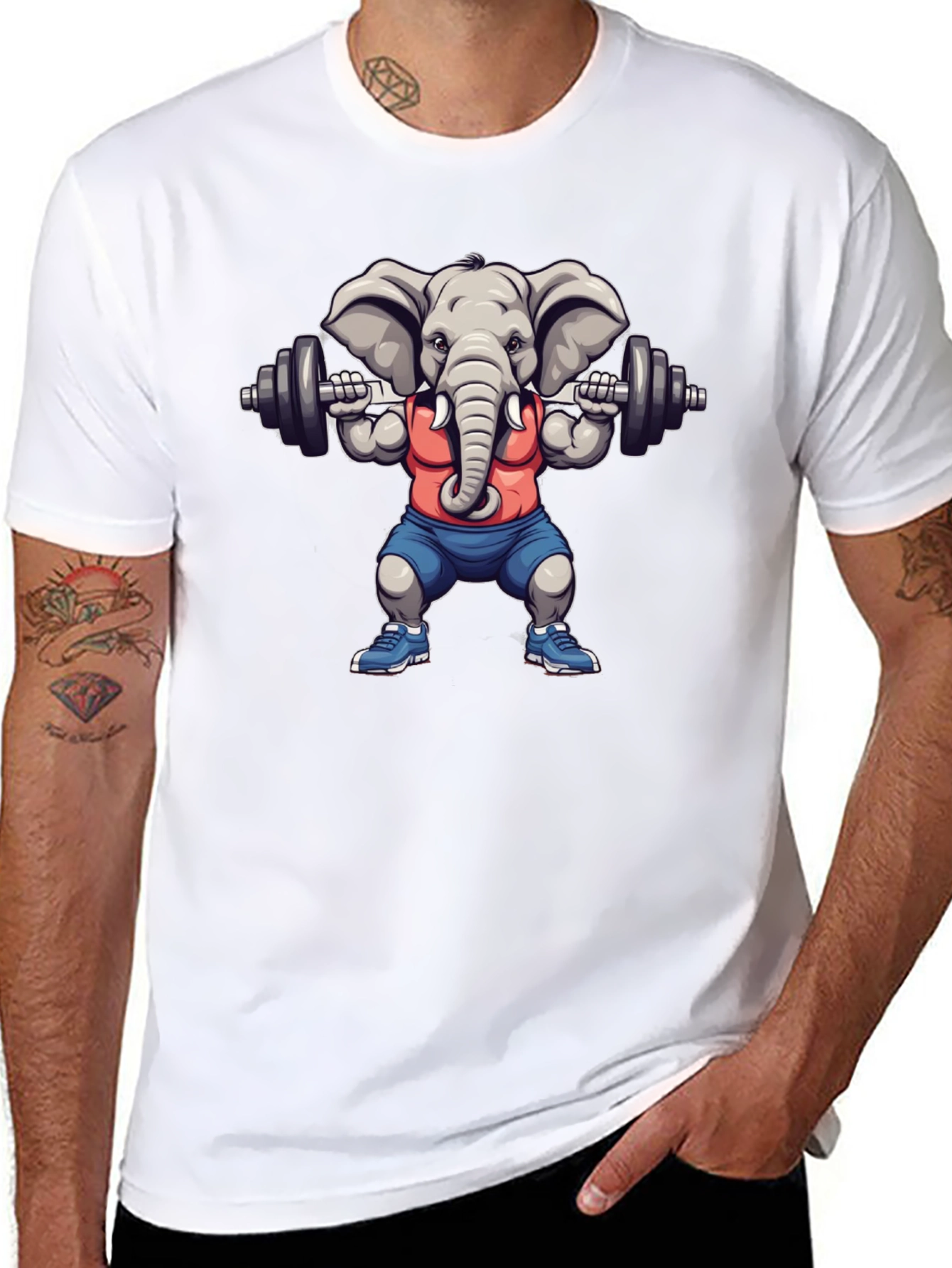 Black Weightlifting Elephant T-Shirt view 8