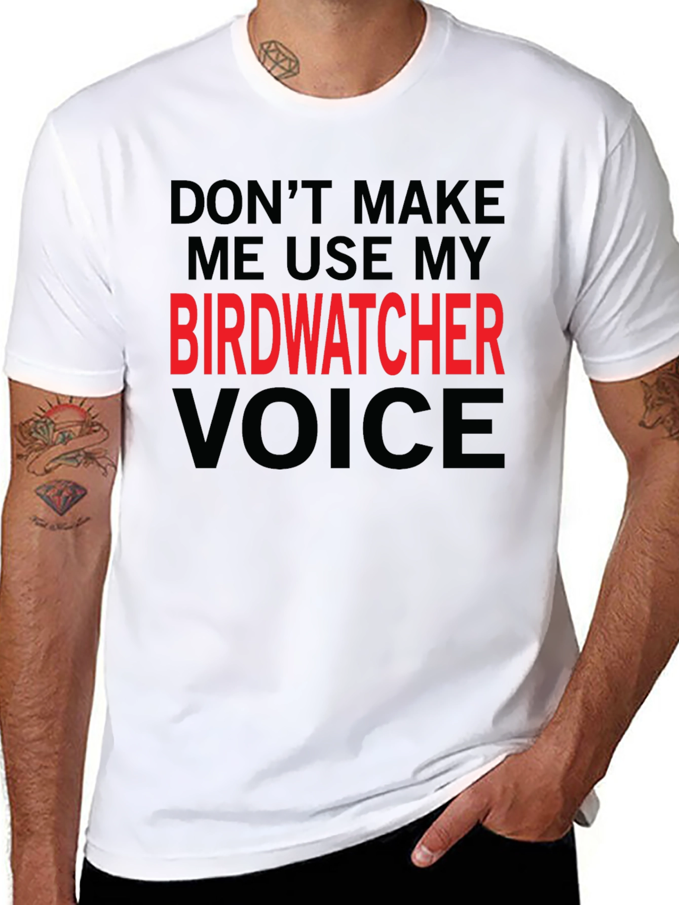 Black Birdwatcher Voice T-Shirt - Funny Bird Watching Tee view 8