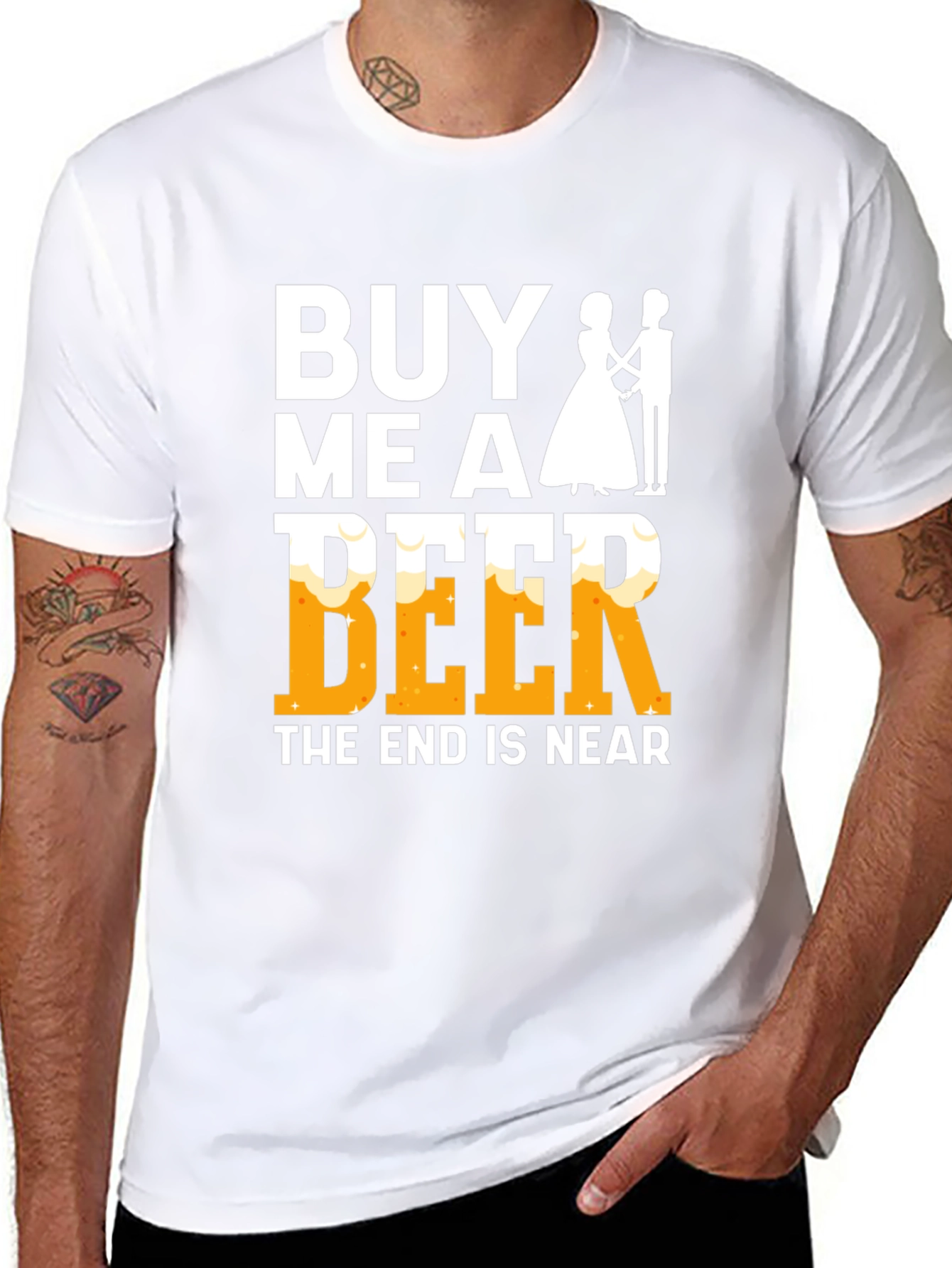 Black Buy Me A Beer - Funny Wedding T-Shirt view 8