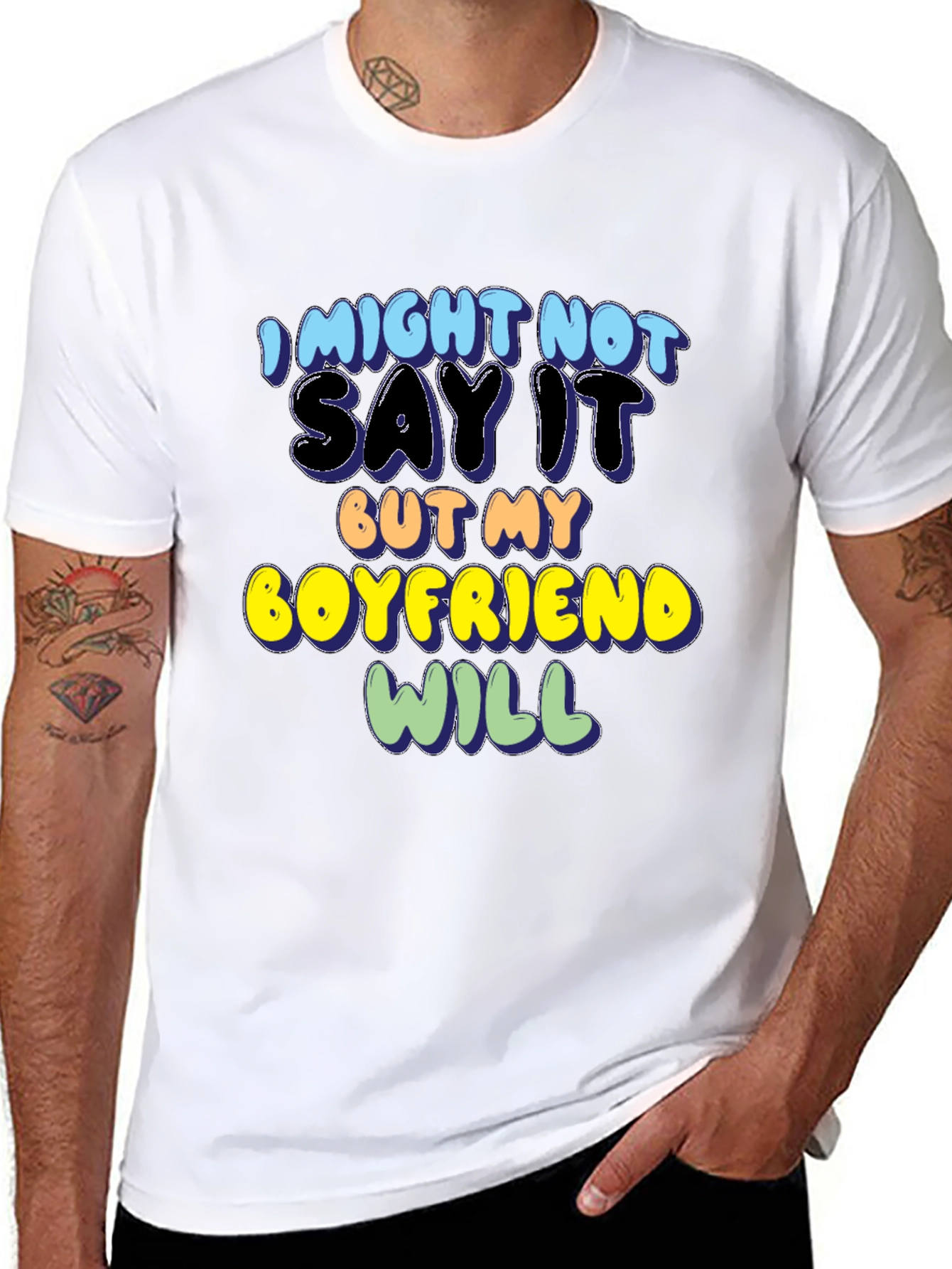 Black Funny Boyfriend T-Shirt - "I Might Not Say It" view 8