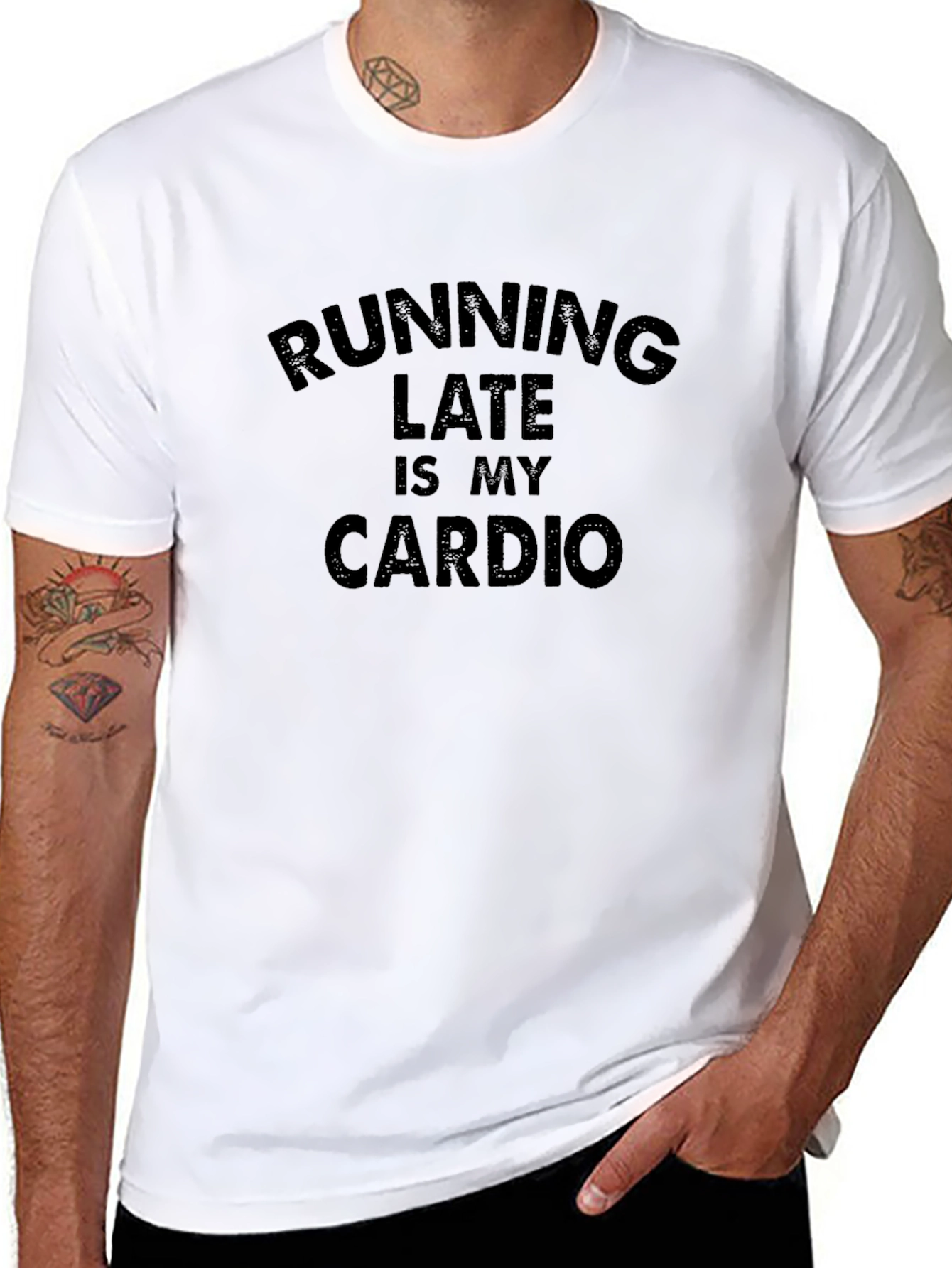 Black Running Late Is My Cardio T-Shirt view 8