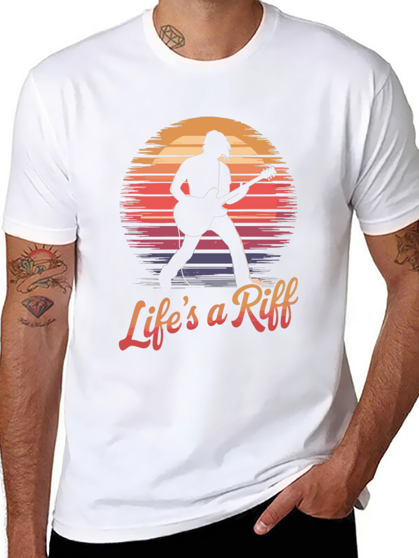 Black Life's a Riff Guitar Player Graphic Tee view 8