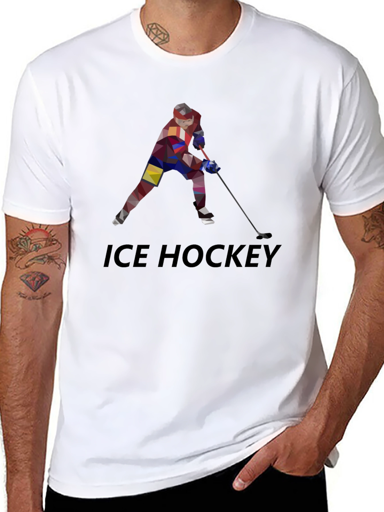 Black Geometric Ice Hockey Graphic Tee - Stylish Sportswear view 8