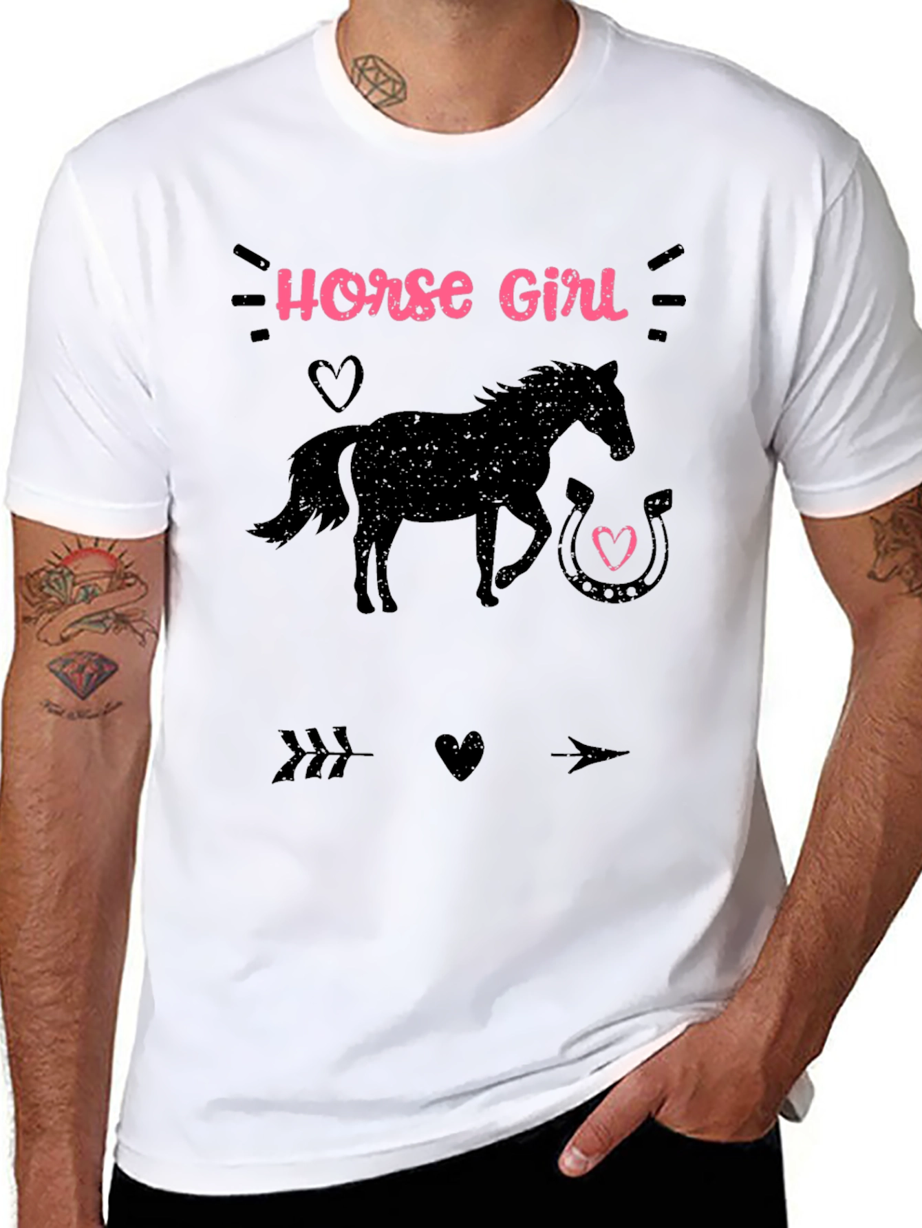 Black Horse Girl Graphic T-Shirt view 8