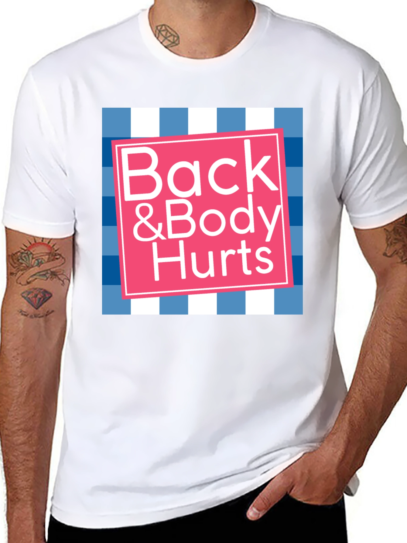 Black Back & Body Hurts Graphic T-Shirt - Novelty Tee view 8