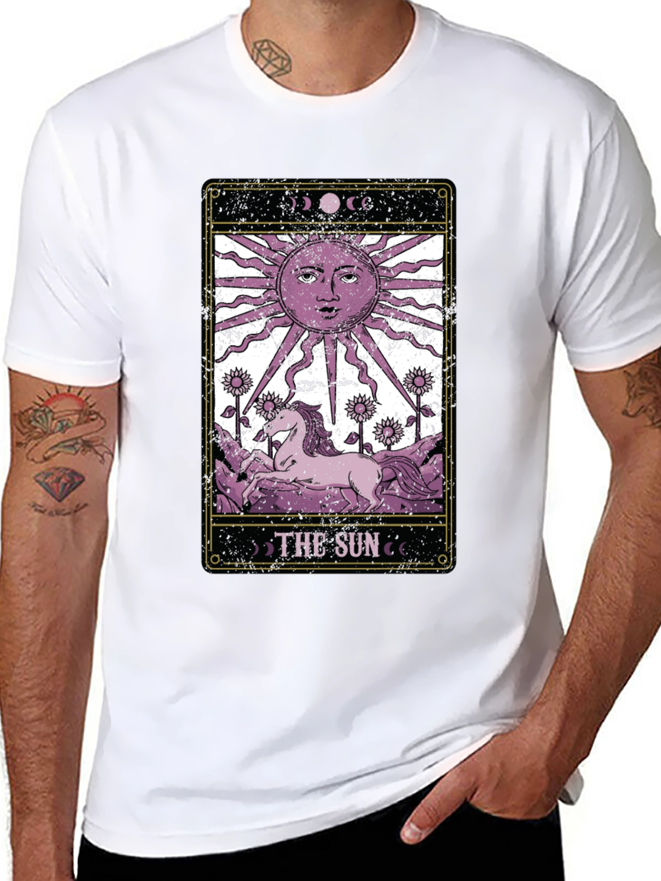 Black The Sun Tarot Card T-Shirt - Mystical Graphic Tee view 8
