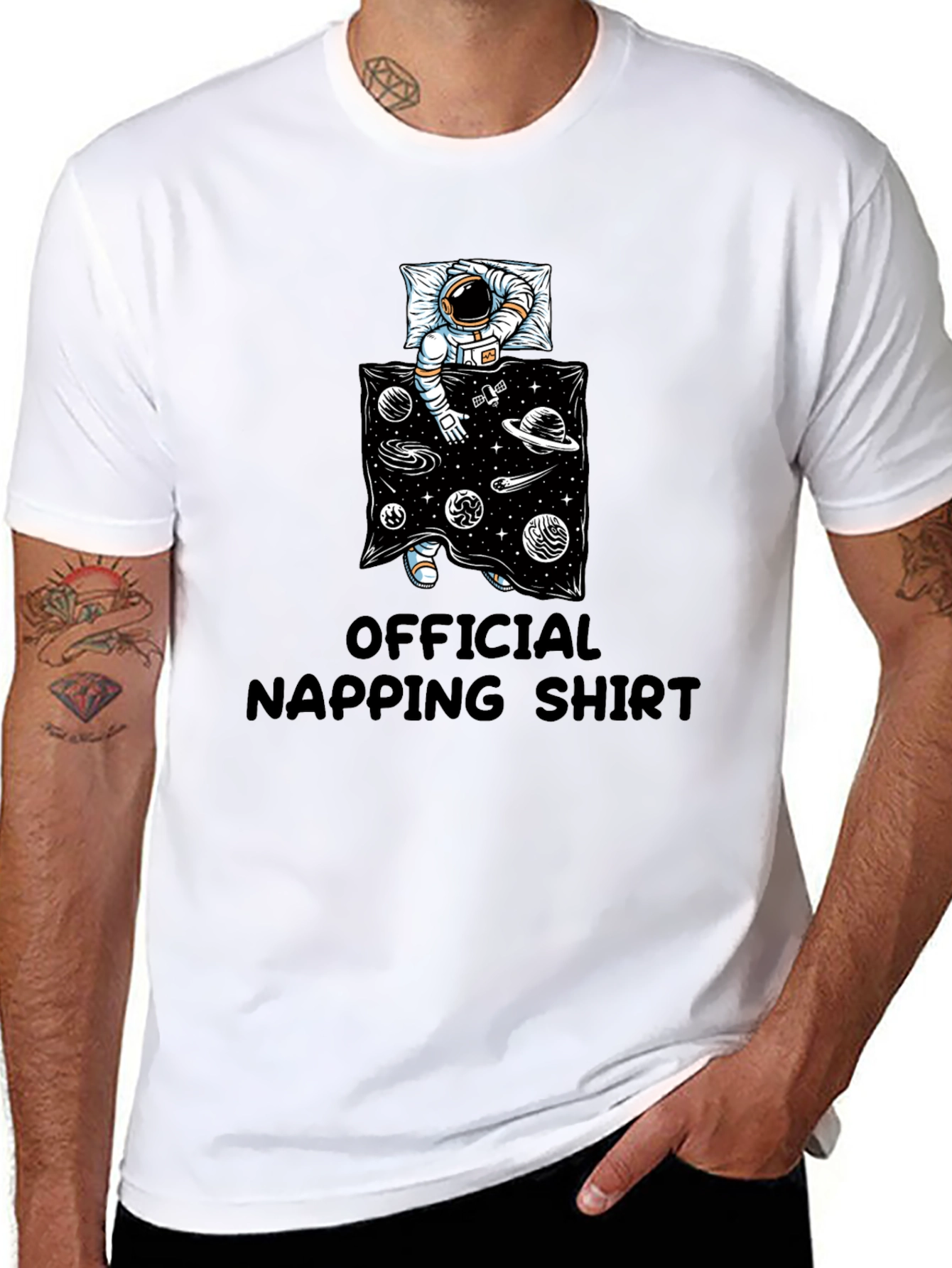 Black Astronaut Napping Shirt - Relax in Style view 8