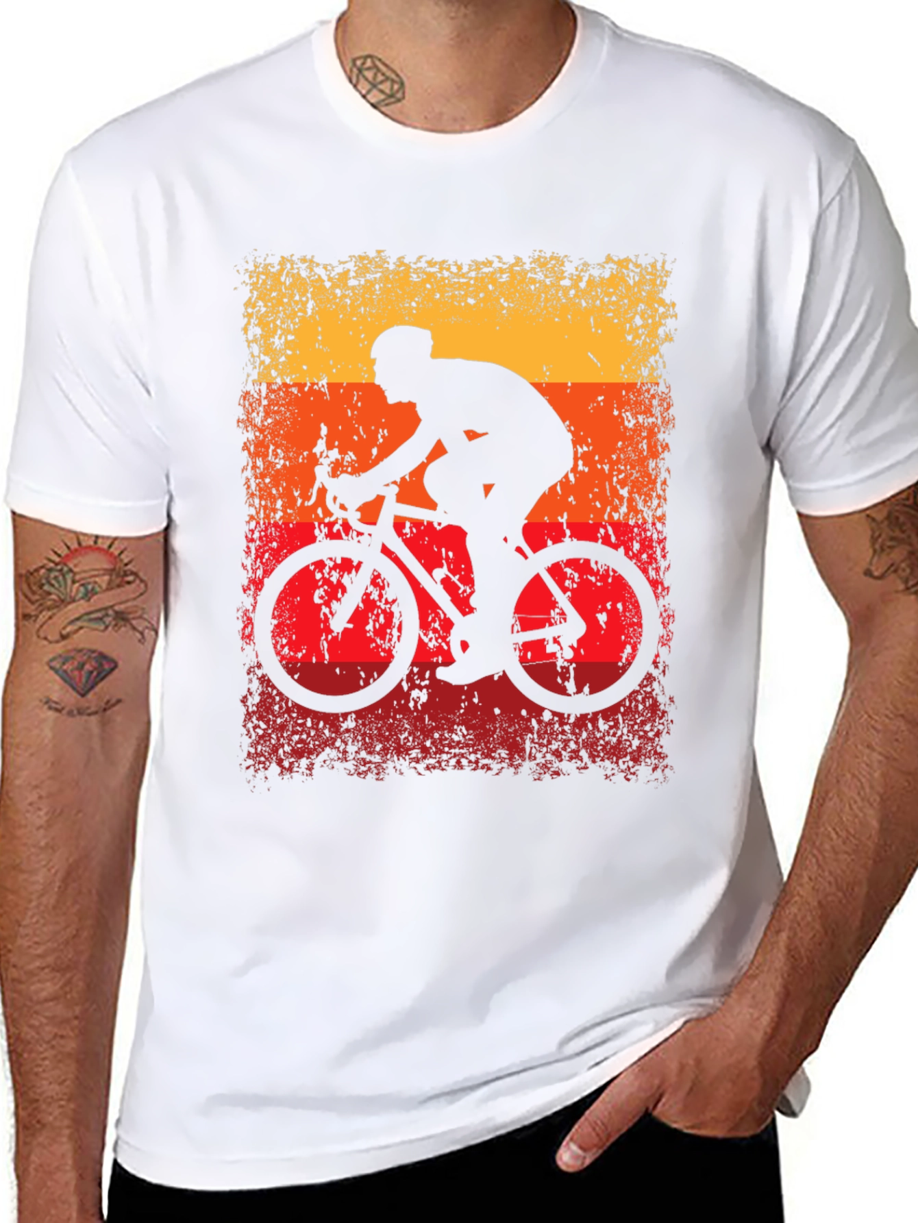 Black Retro Cycling T-Shirt - Black Cotton Blend view 8