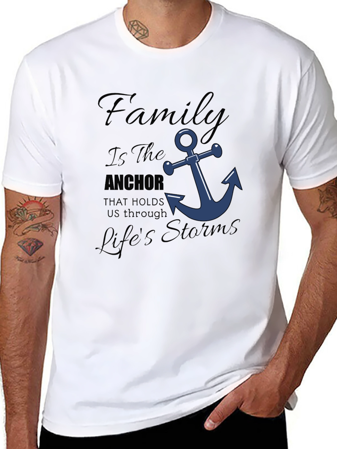 Black Family Anchor T-Shirt - Holds You Through Life's Storms! view 8