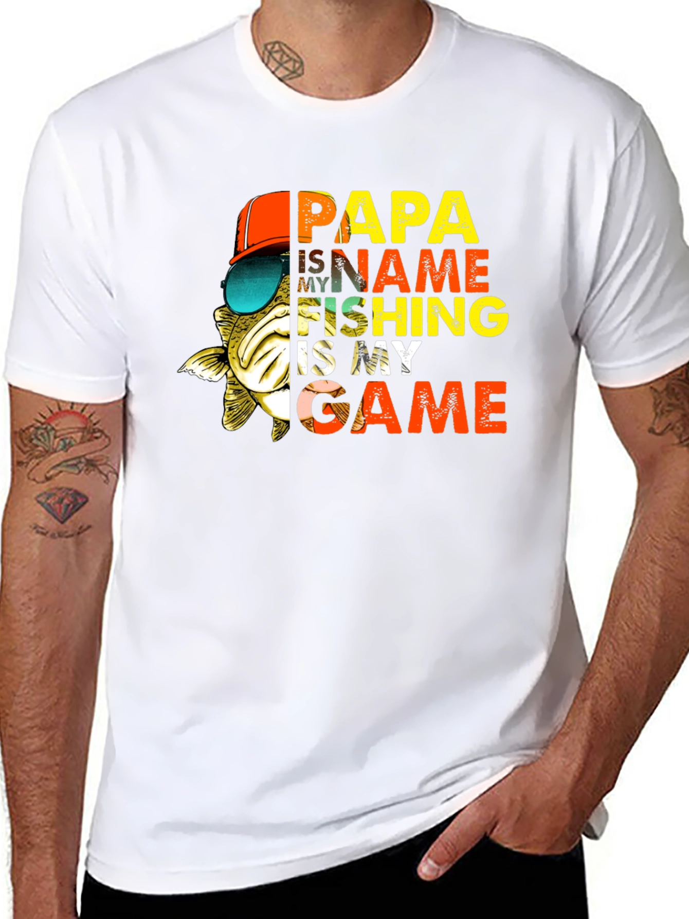 Black Papa Fishing T-Shirt - Name is My Game view 8