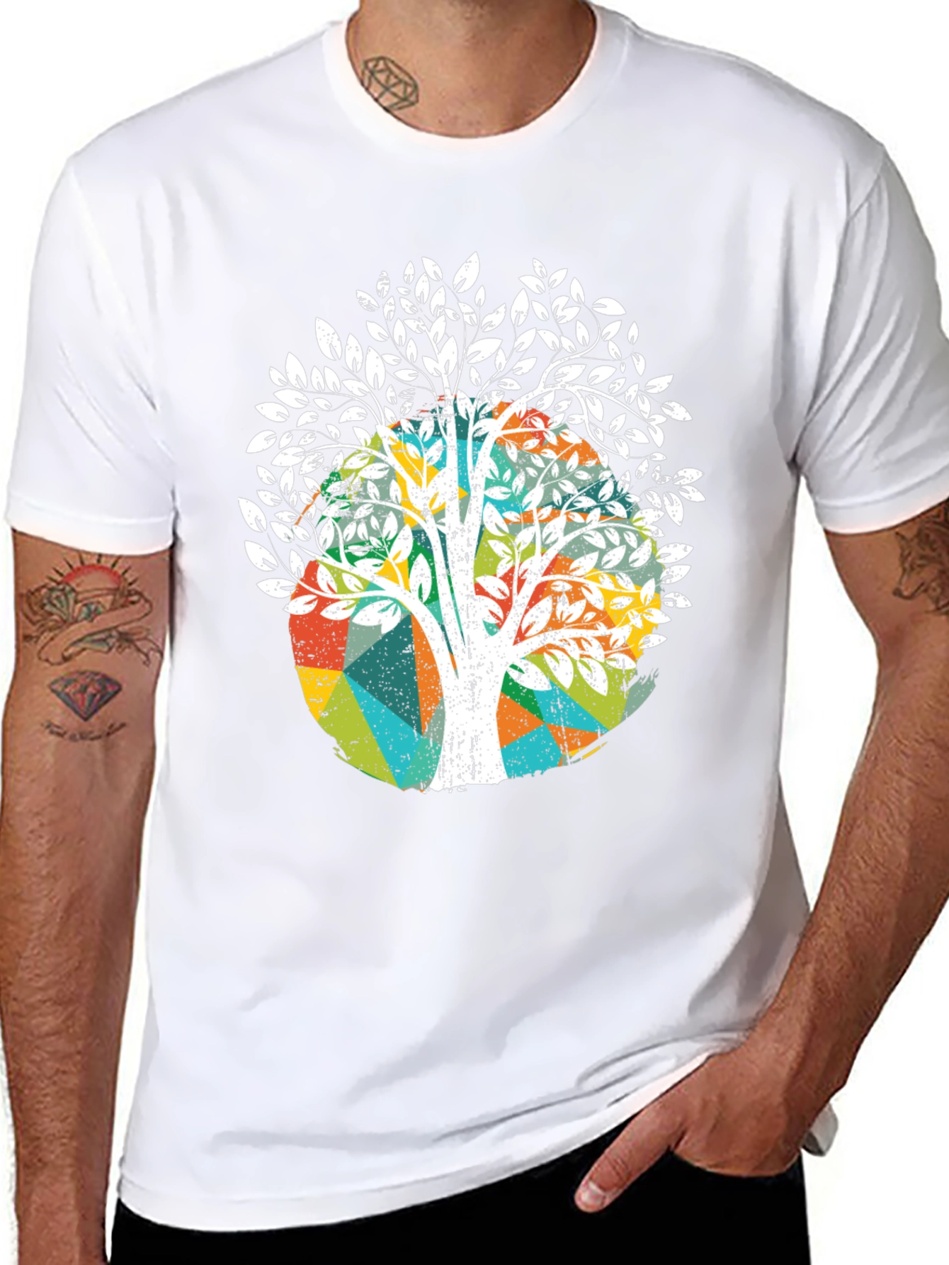 Black Abstract Tree Graphic Tee - Unique Design view 8