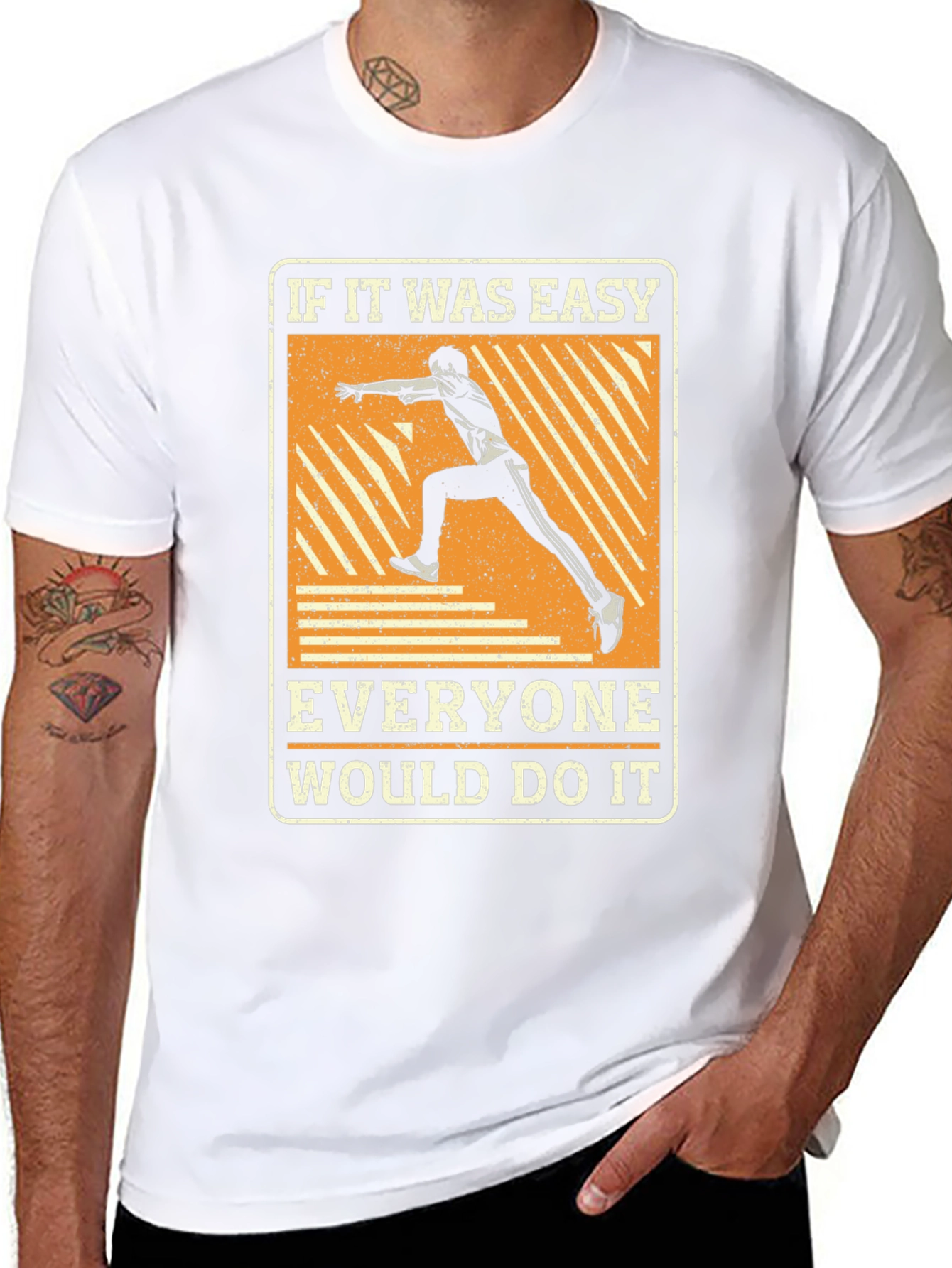 Black Motivational Runner T-Shirt - If It Was Easy view 8