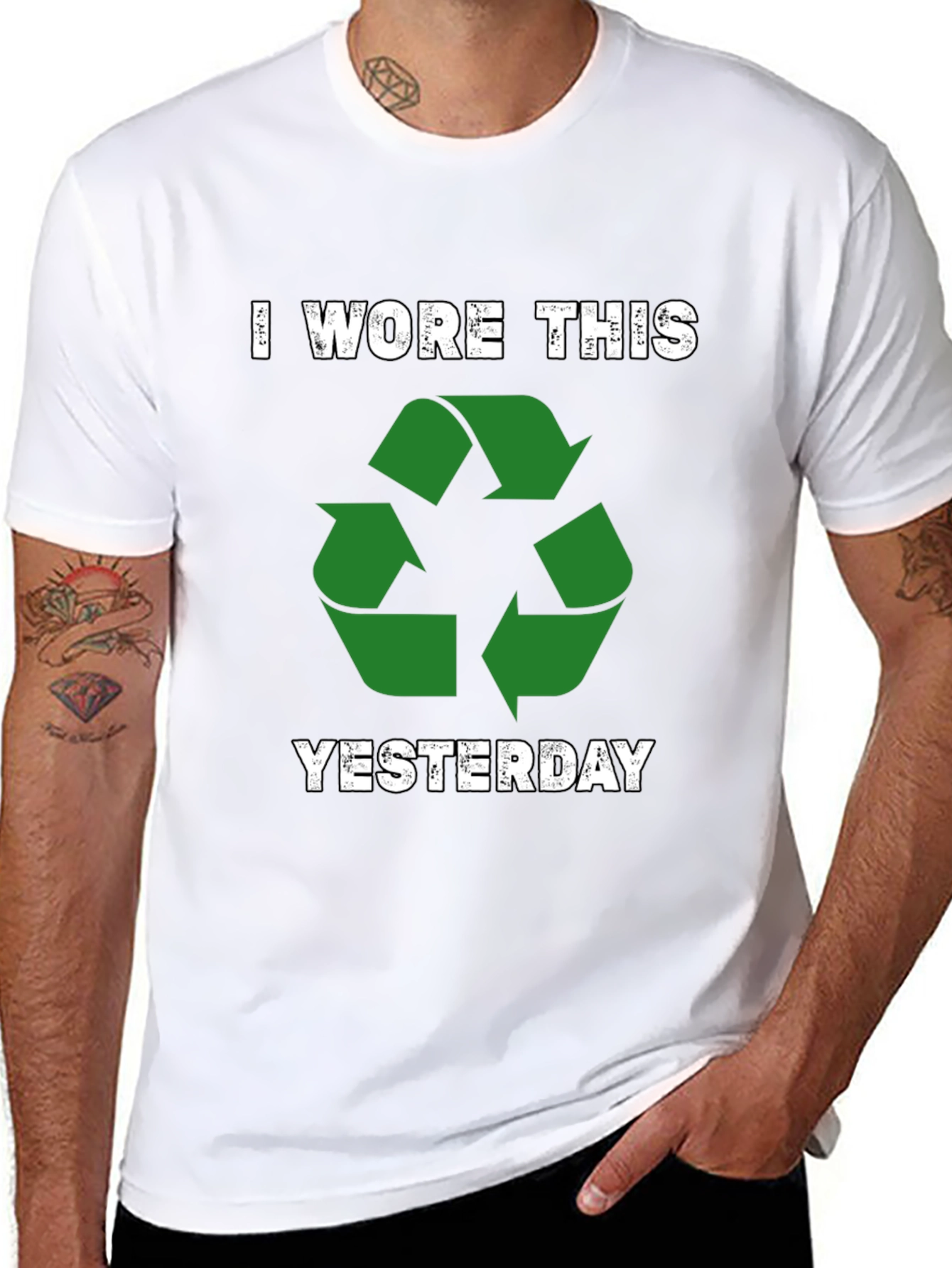 Black Recycle T-Shirt - I Wore This Yesterday - Eco-Friendly view 8