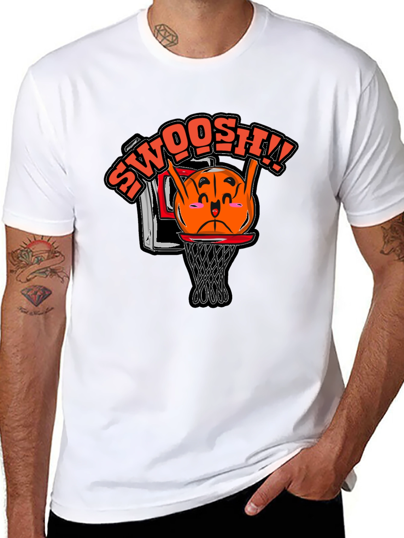 Black Funny Basketball Graphic Tee - Swoosh! view 8