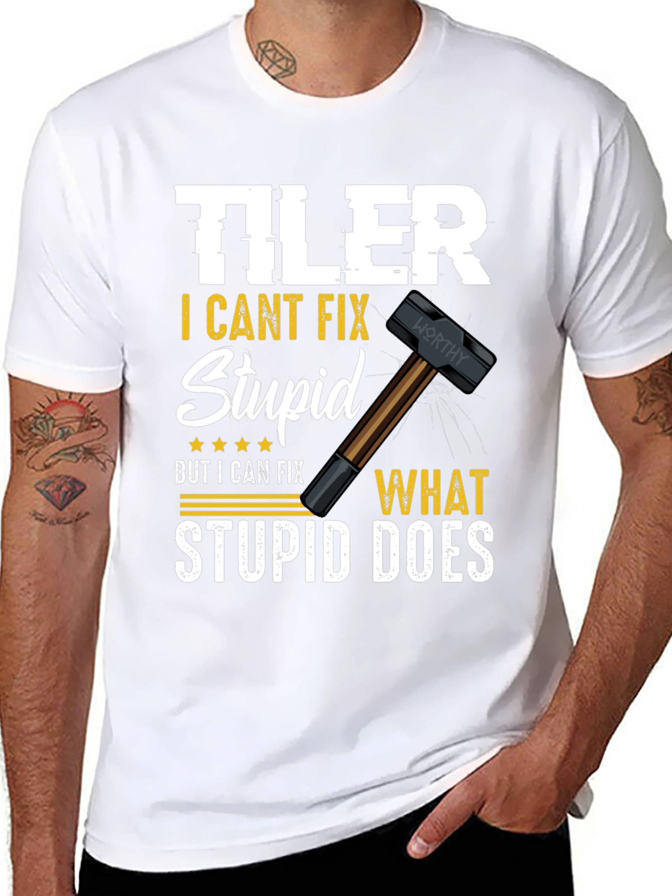 Black Tiler - I Can't Fix Stupid T-Shirt view 8