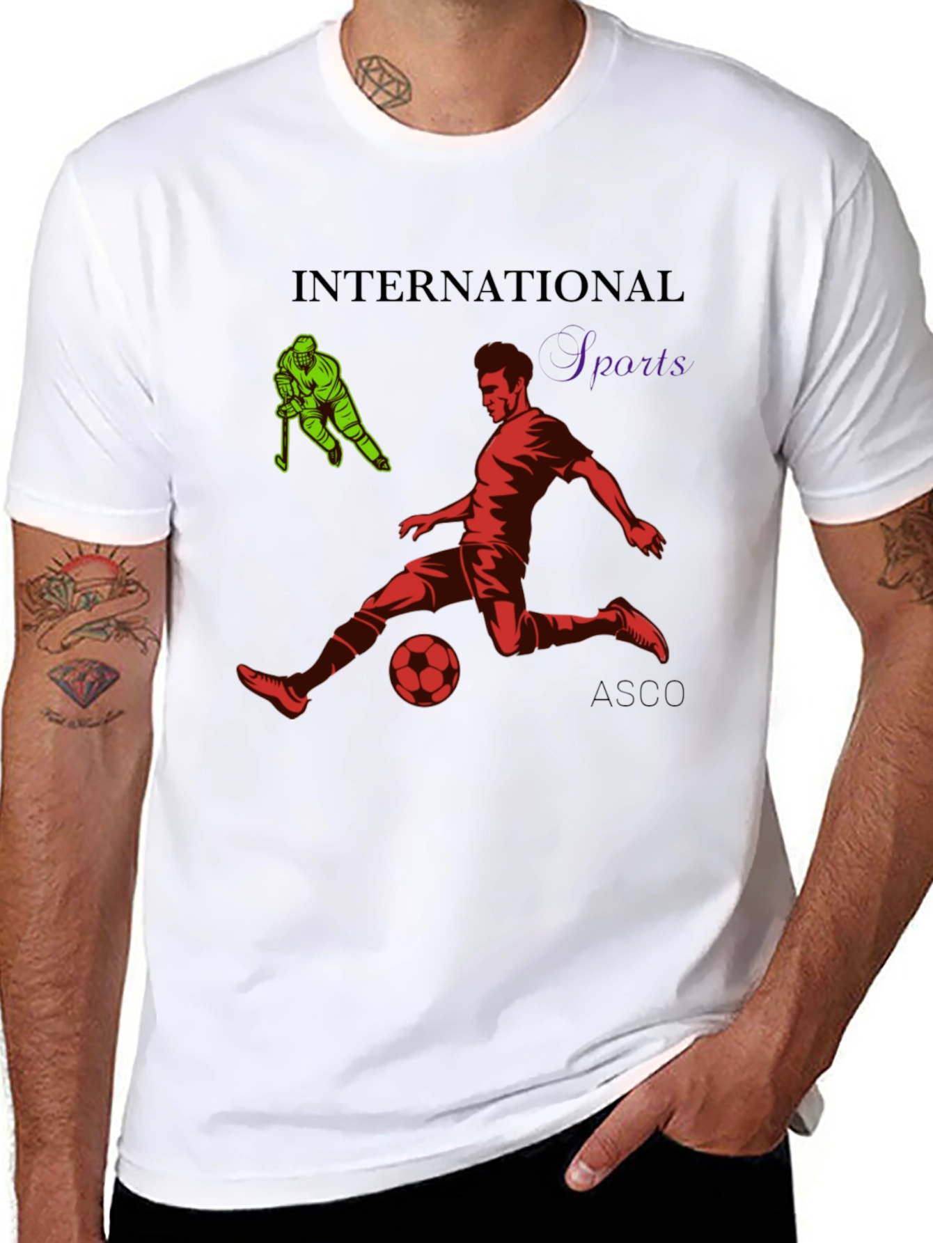 Black International Sports Graphic T-Shirt view 8