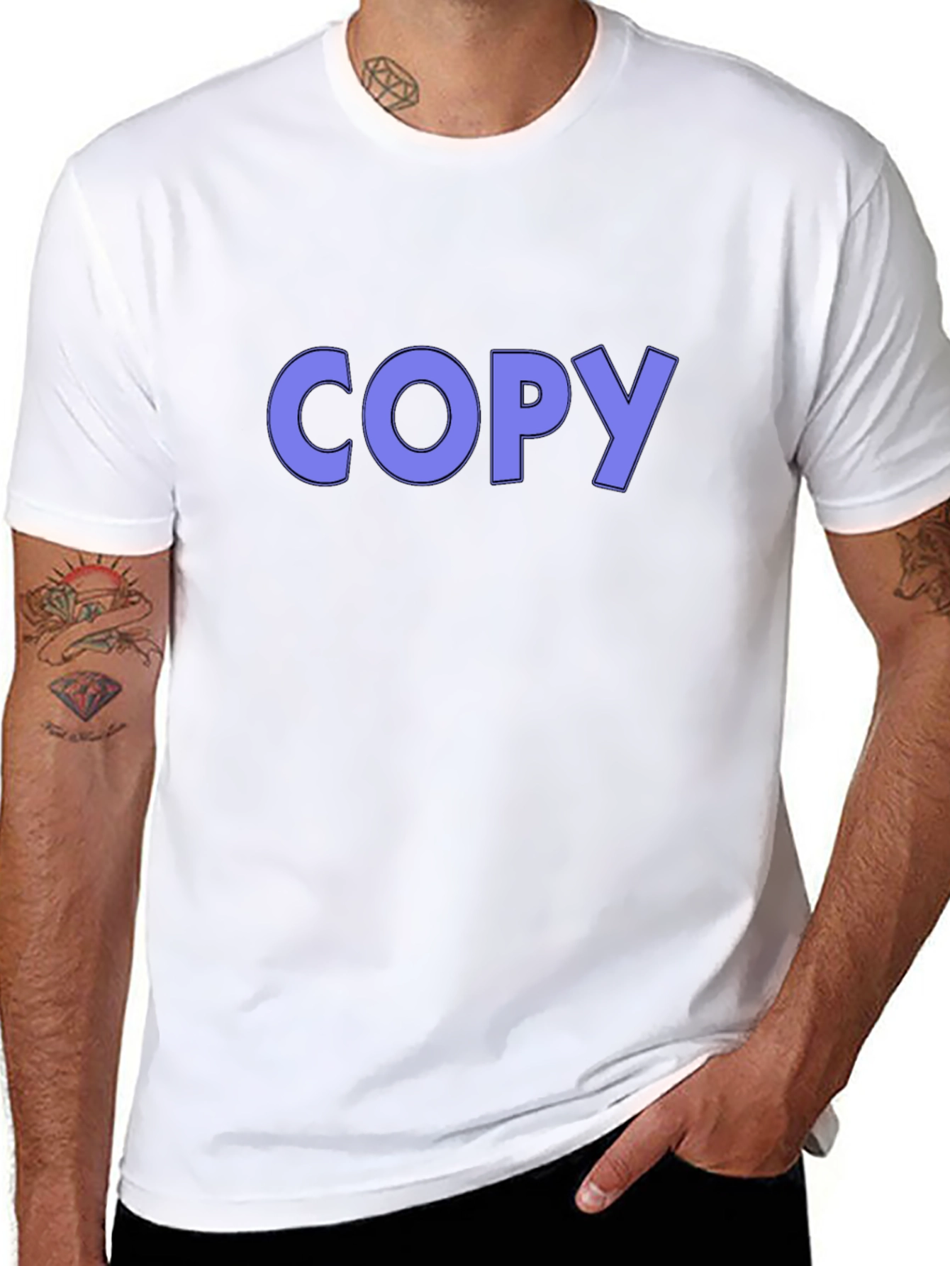 Black Men's Black T-Shirt with 'COPY' Graphic Print view 8