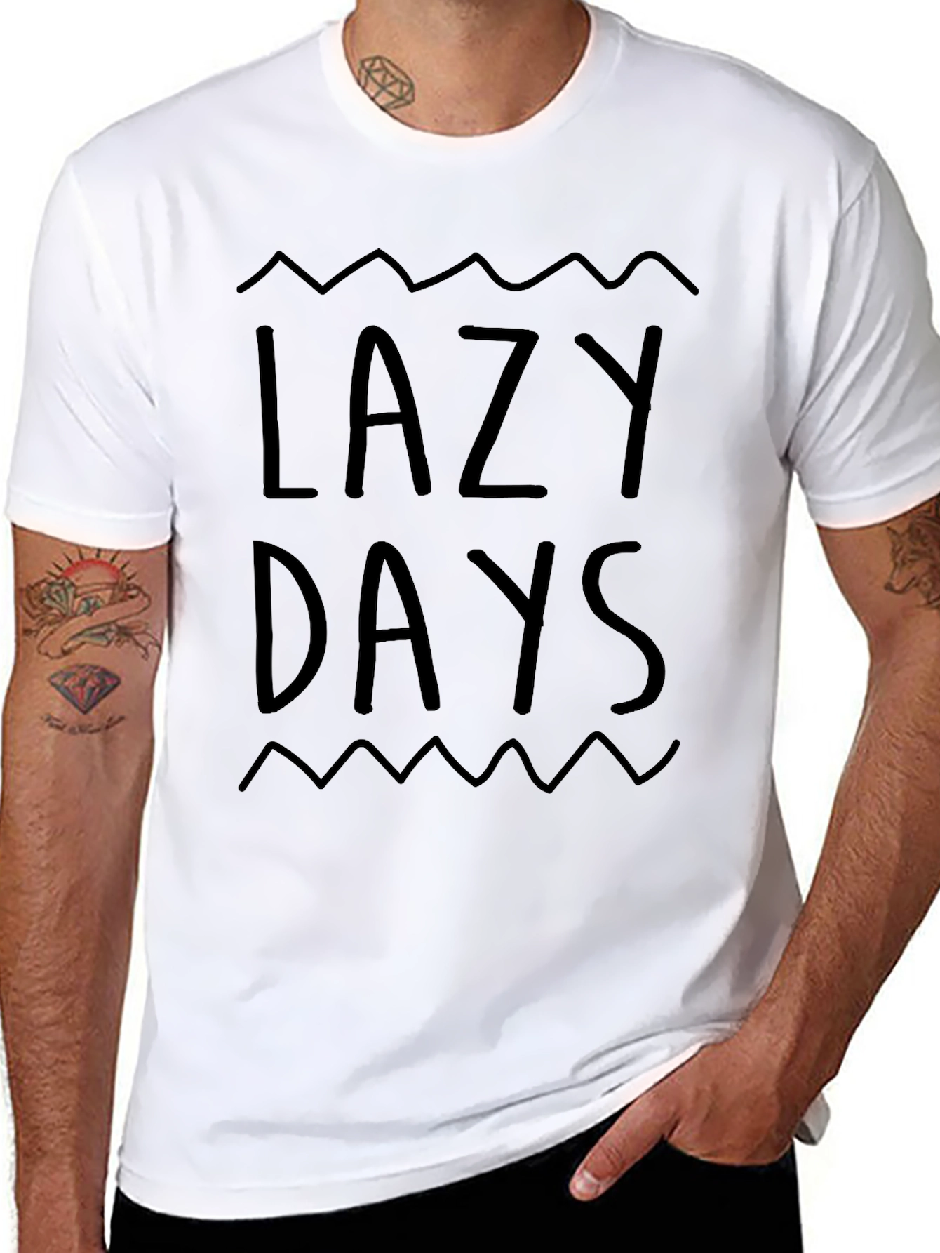 Black Lazy Days Black Graphic Tee - Relaxed Comfort view 8