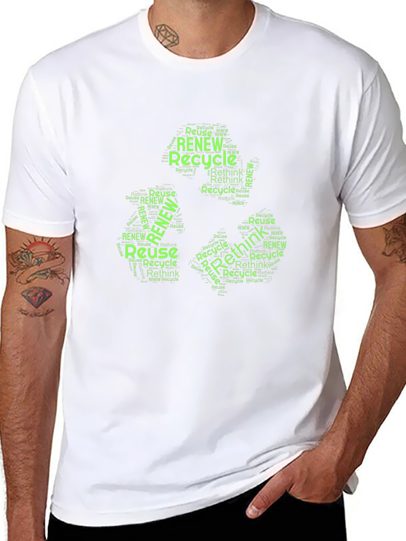 Black Eco-Friendly Recycle Word Art T-Shirt view 8
