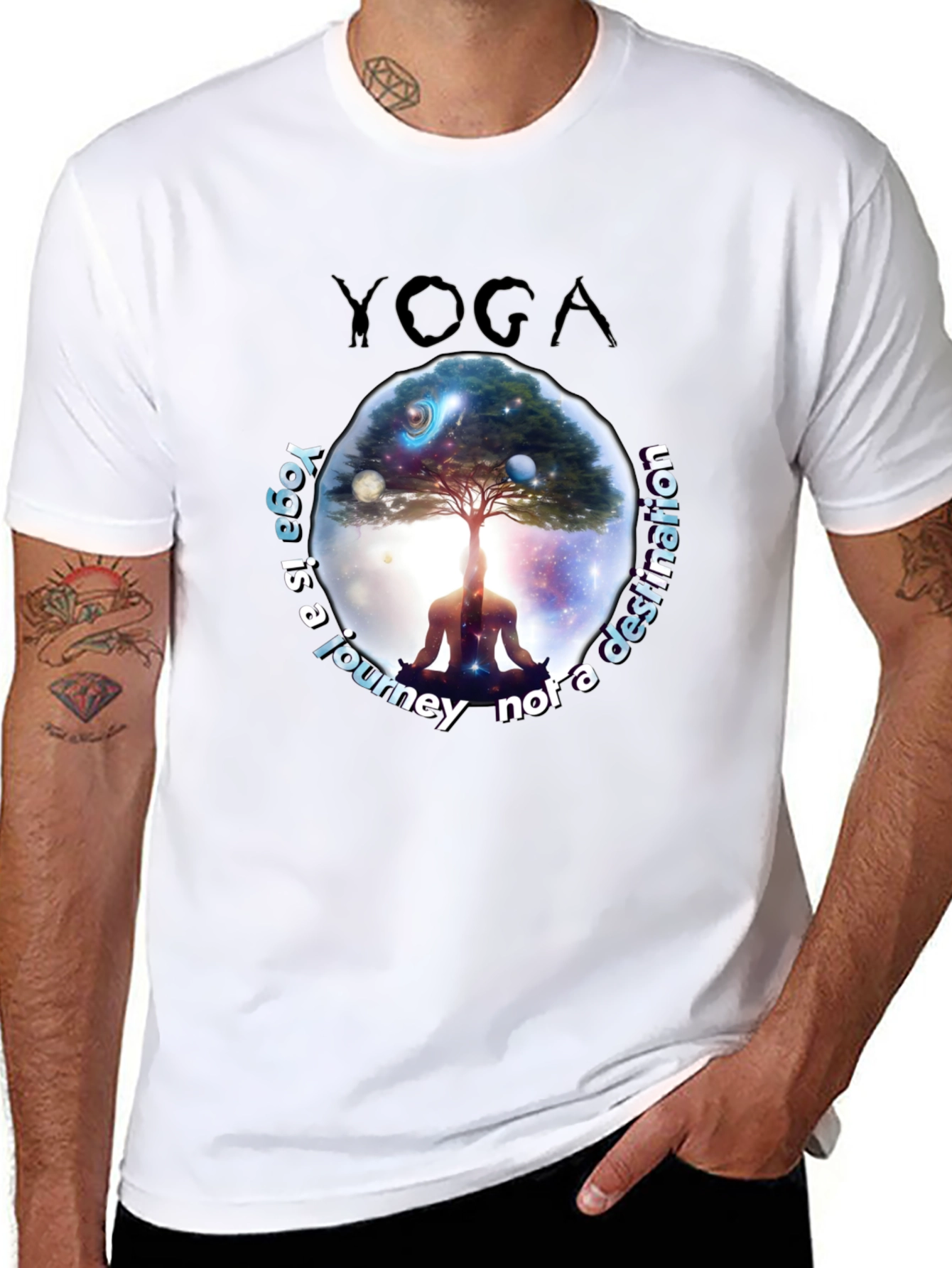 Black Yoga Journey T-Shirt - Meditative Graphic Tee view 8