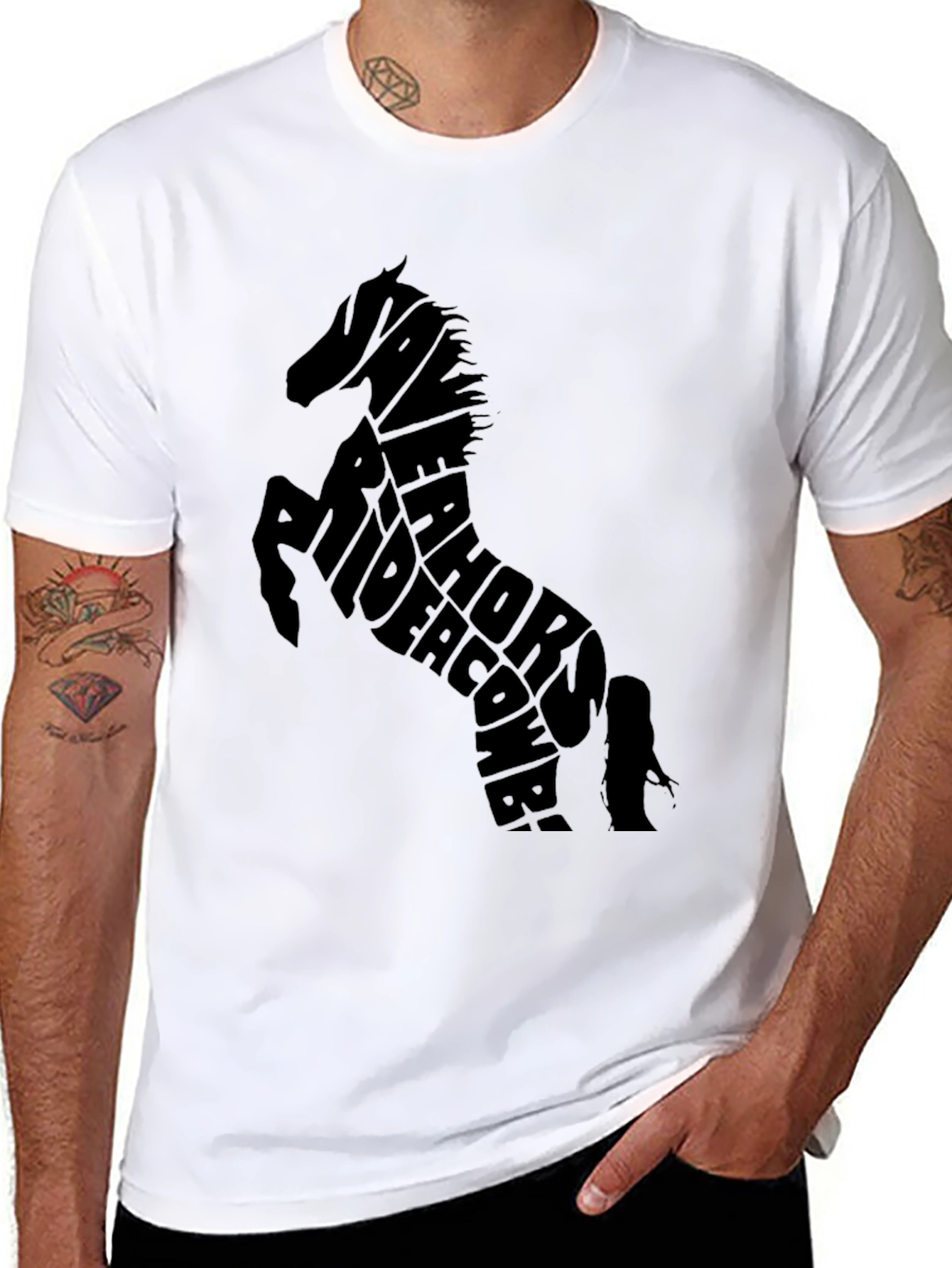 Black Horse Typography Black T-Shirt view 8