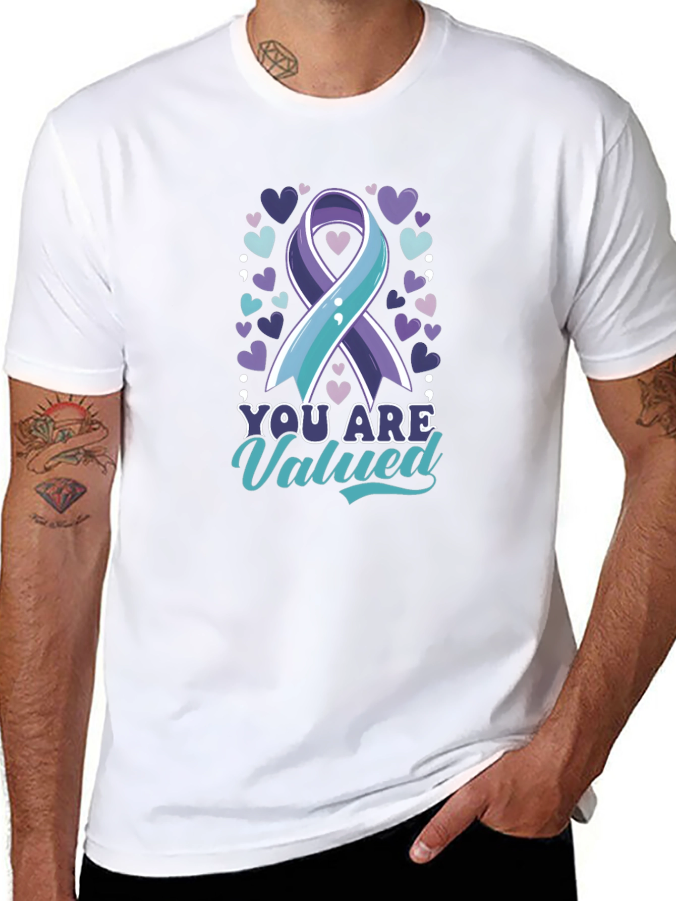 Black You Are Valued Suicide Prevention Awareness T-Shirt view 8