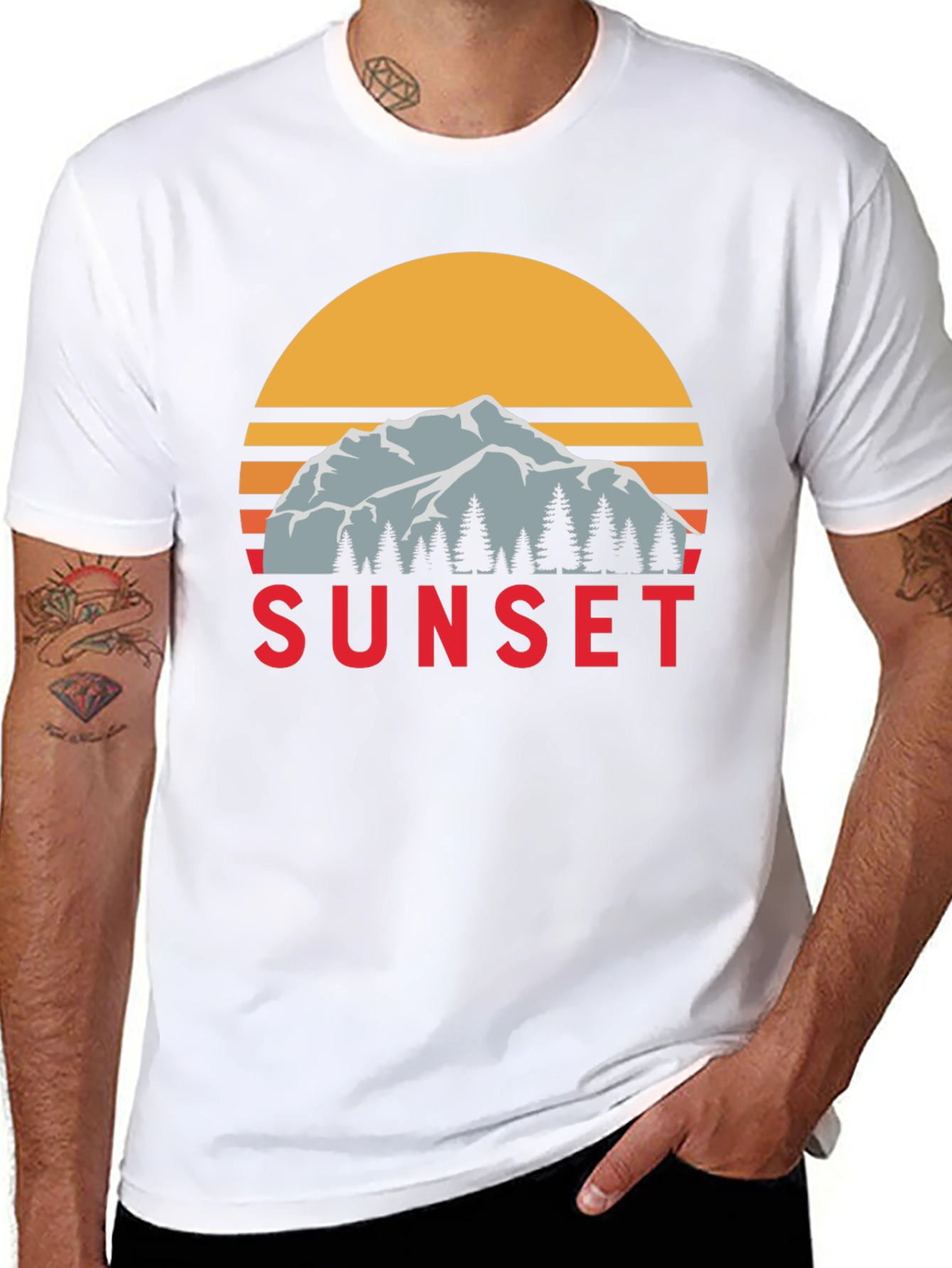 Black Sunset Mountain Graphic Tee - Retro Style view 8