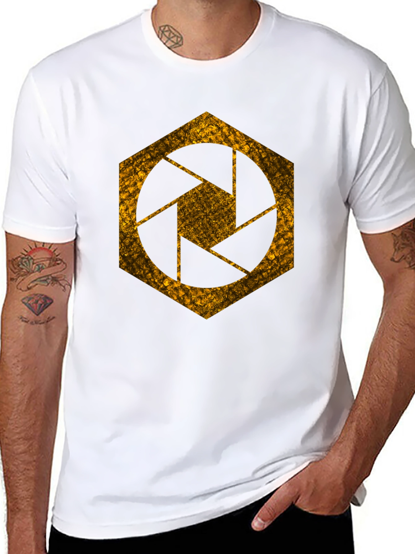 Black Aperture Hexagon T-Shirt - Graphic Tee view 8