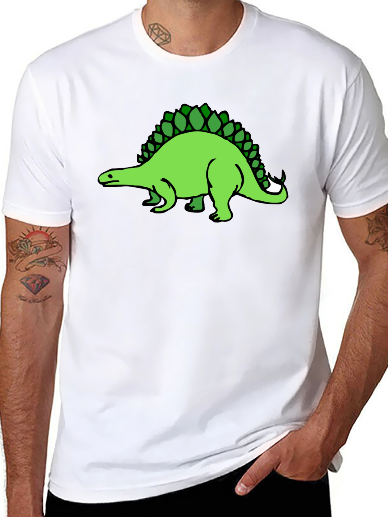 Black Dinosaur Graphic Tee - Black Cotton T-Shirt view 8