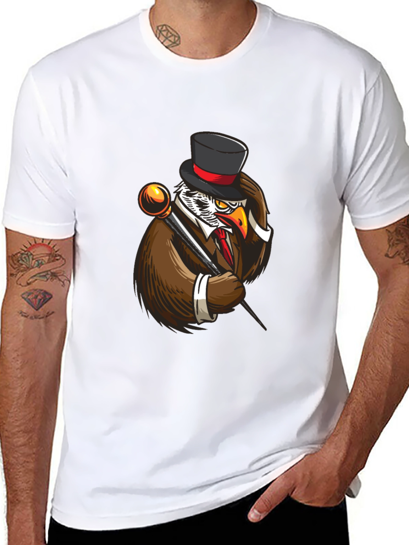 Black Dapper Owl T-Shirt - Unique Graphic Tee view 8