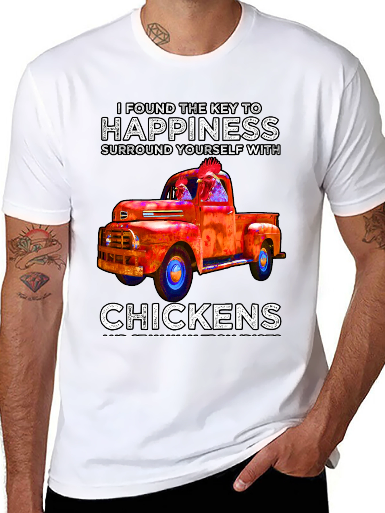 Black Happiness is Chickens Truck T-Shirt view 8